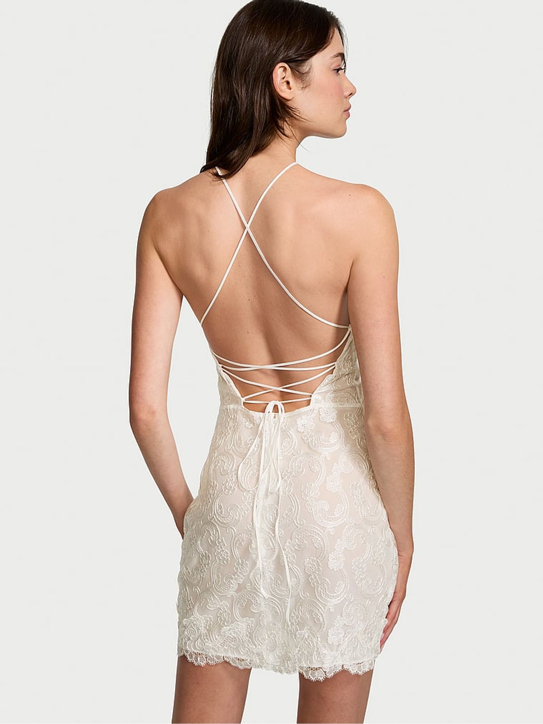 White Flowering Vines Broderie Dressing Slip - Image 2 of 4