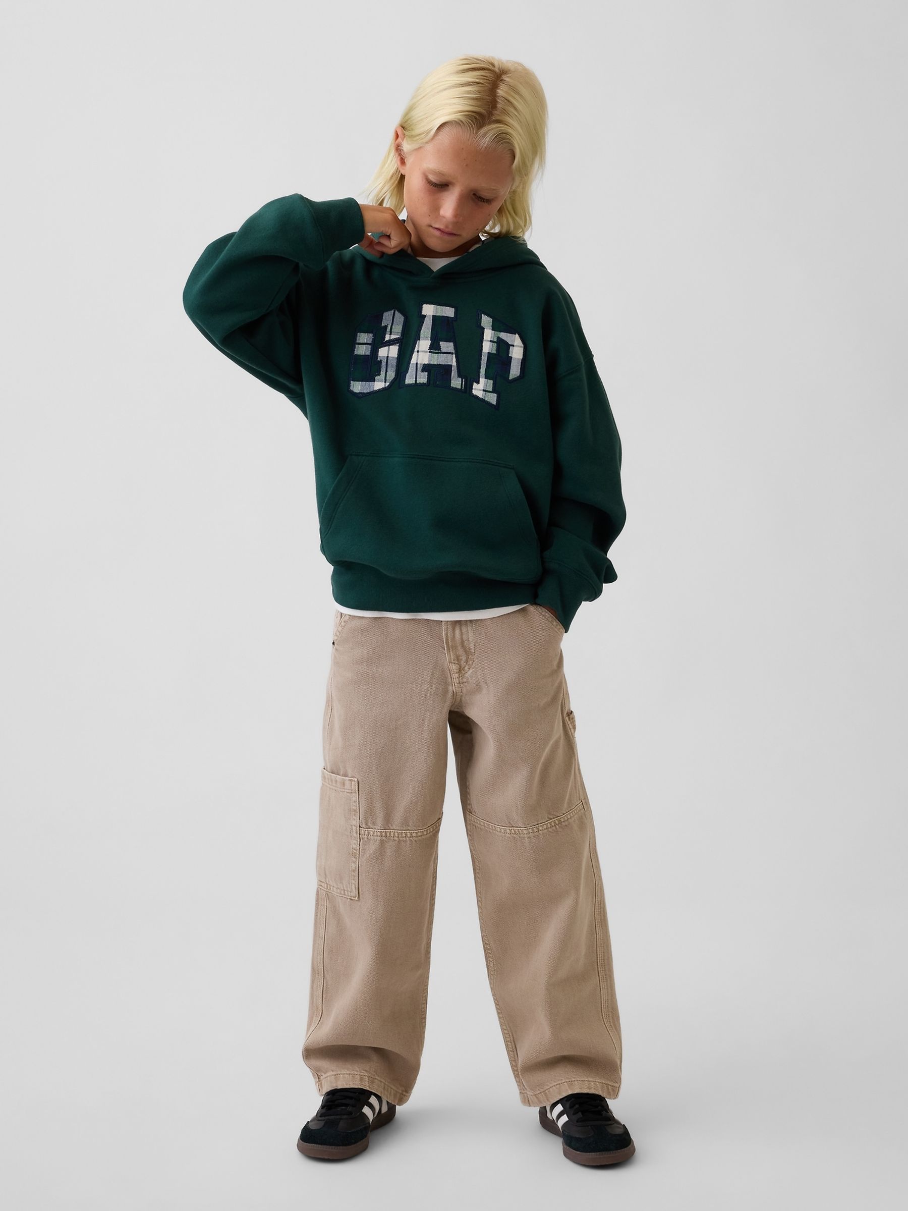 Green Check Vintage Soft Relaxed Logo Hoodie - Image 3 of 4