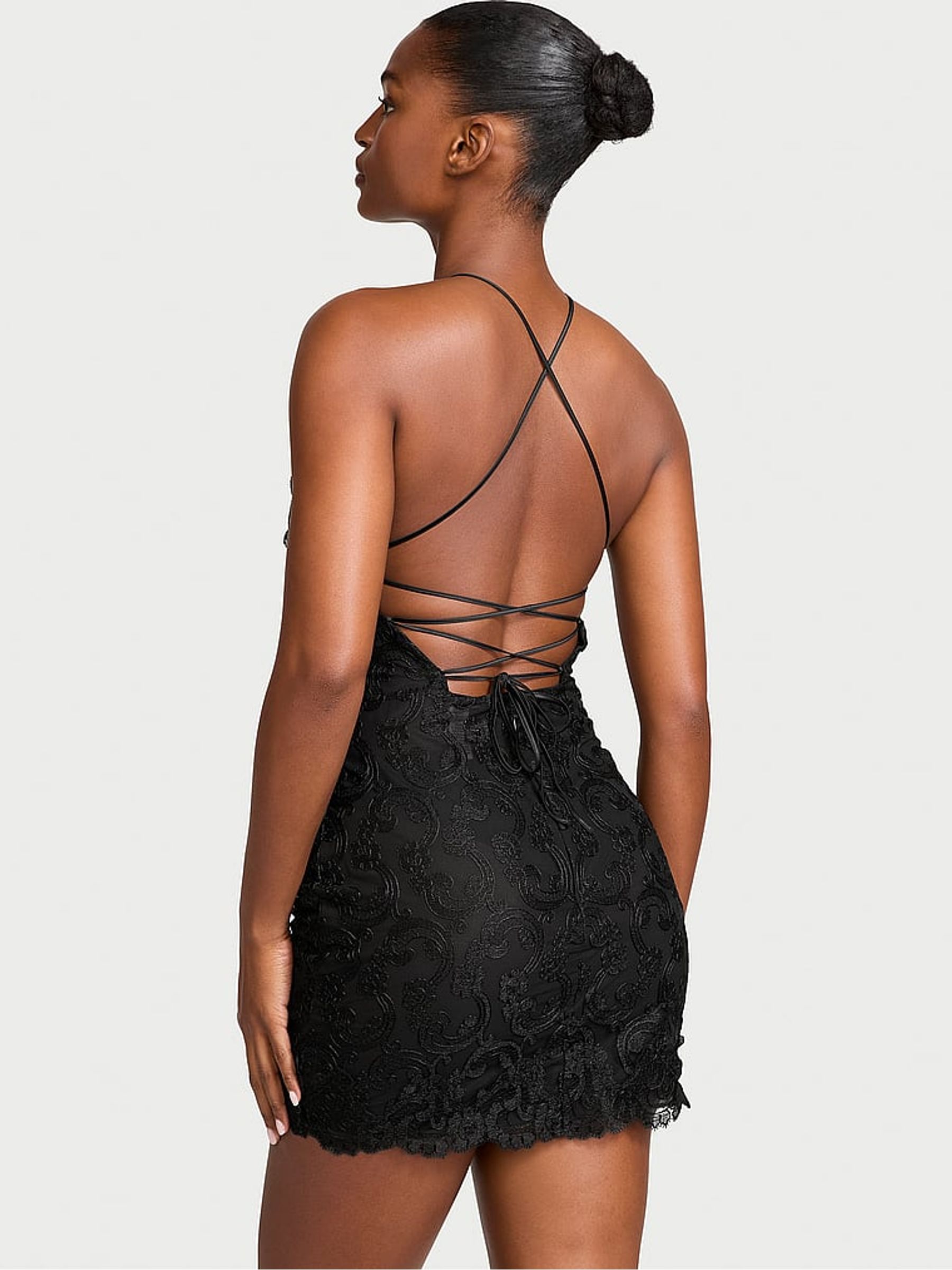 Black Flowering Vines Broderie Dressing Slip - Image 2 of 4