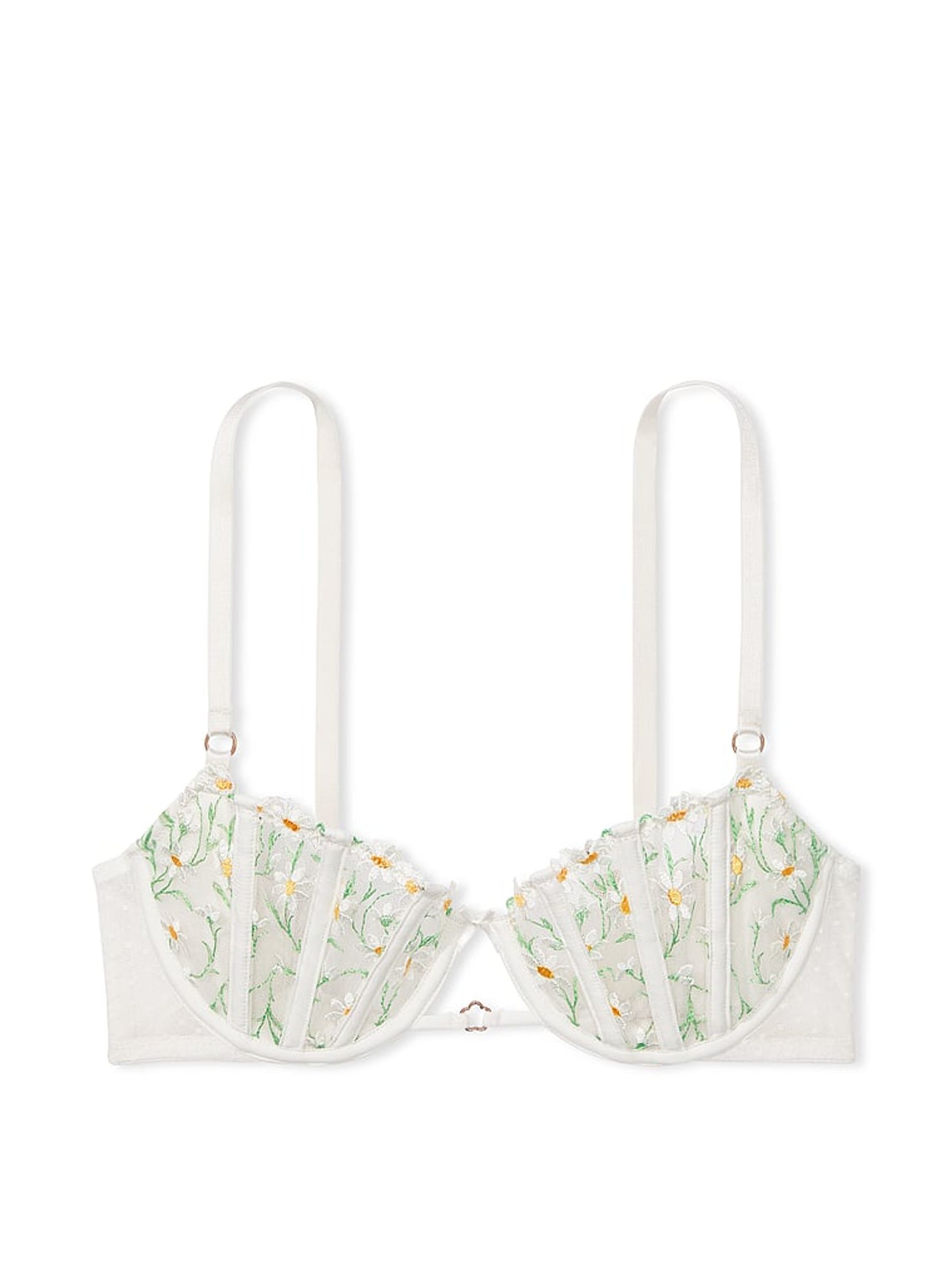 Daisy Embroidery White Unlined Balcony Bra - Image 3 of 3