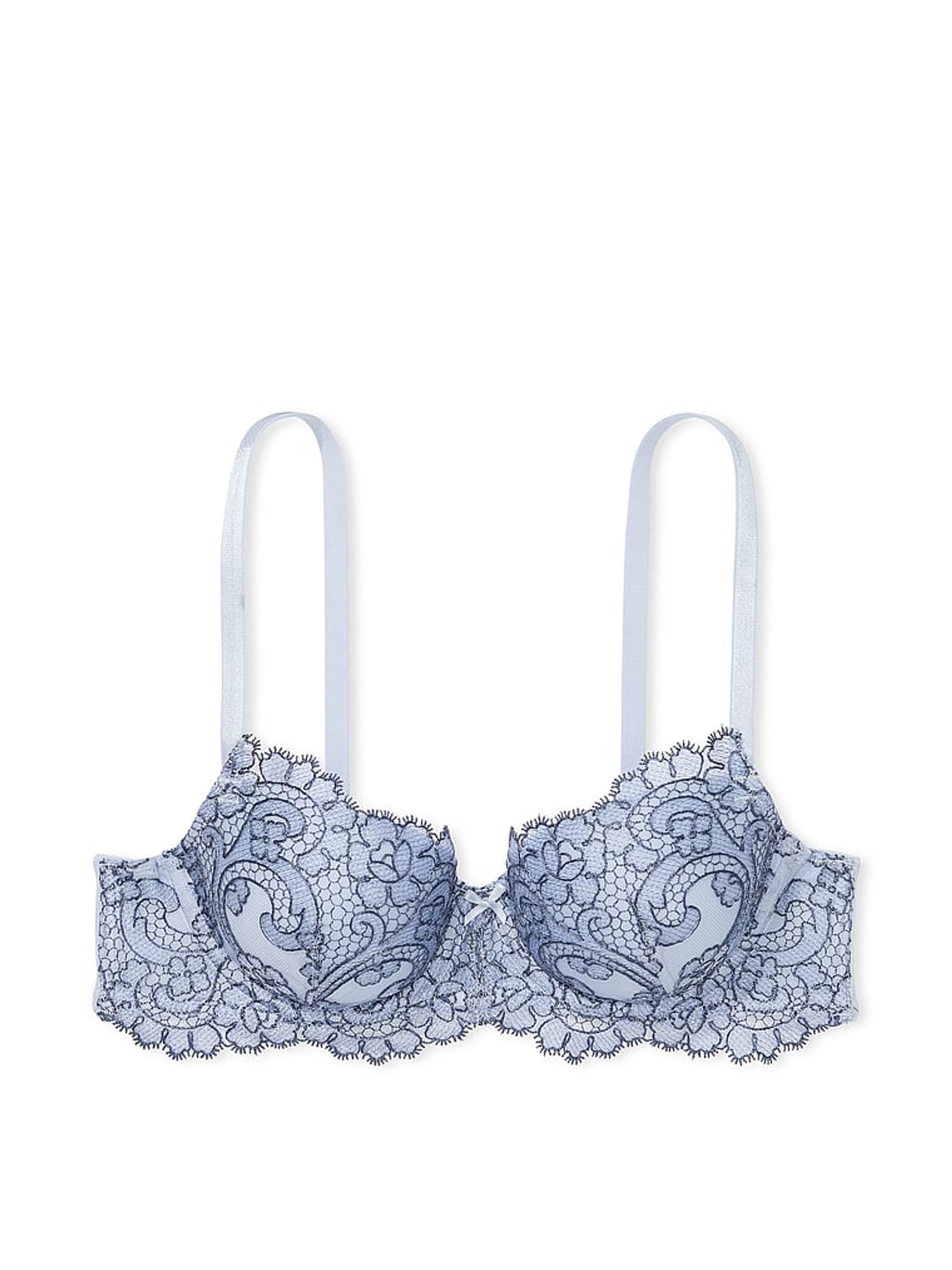 Blue Faded Denim Lightly Lined Demi Boho Floral Bra - Image 2 of 2
