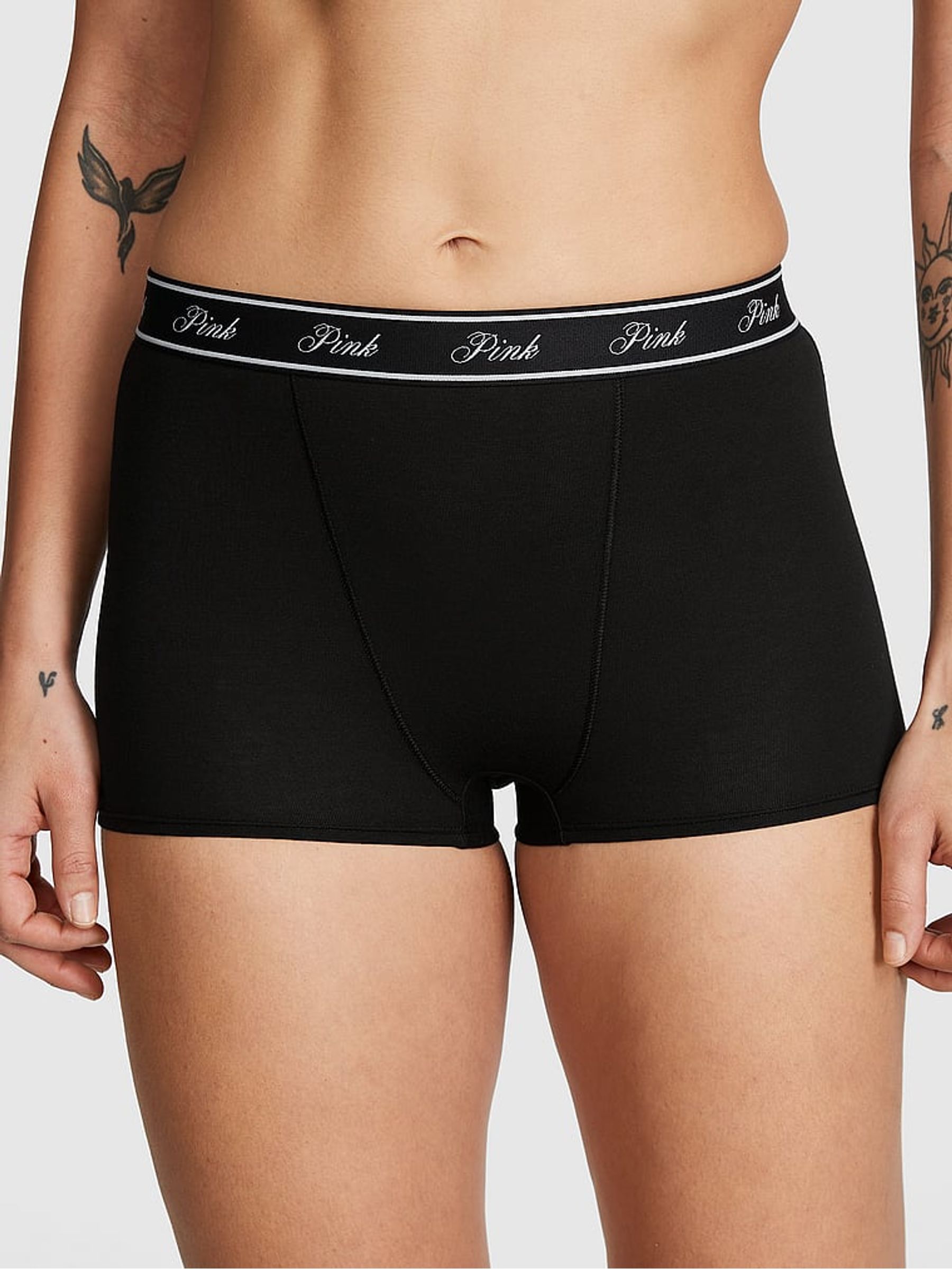 Pure Black High Waist Cotton Logo Knickers - Image 1 of 4