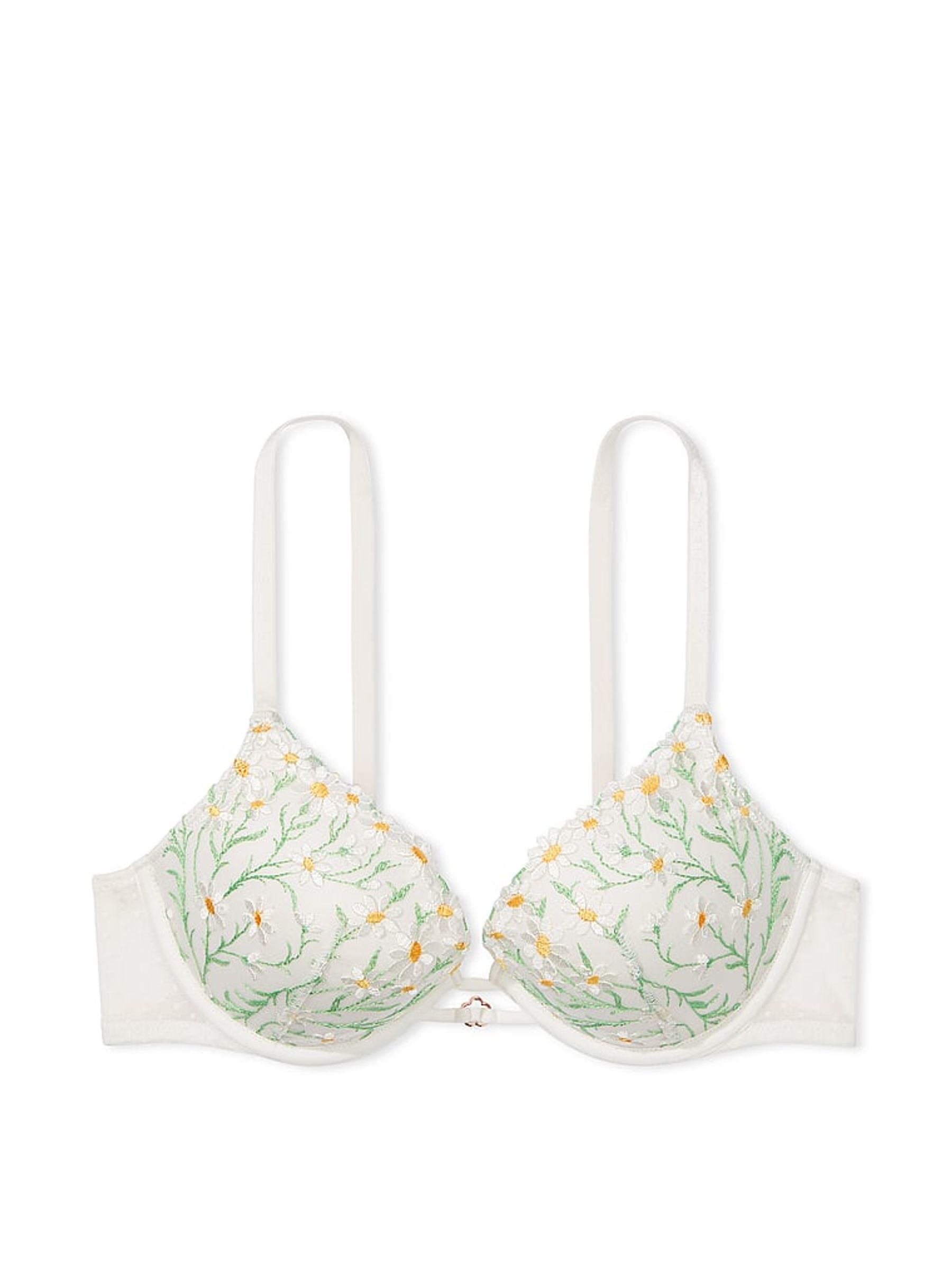 Daisy Embroidery White Push Up Bra - Image 3 of 3