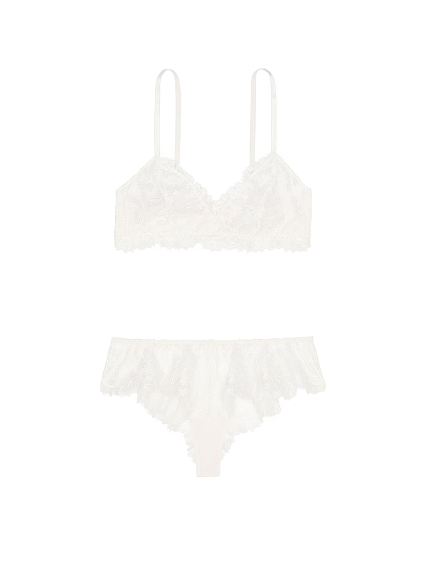 Coconut White Boho Floral Bralette and Knicker Set - Image 2 of 2