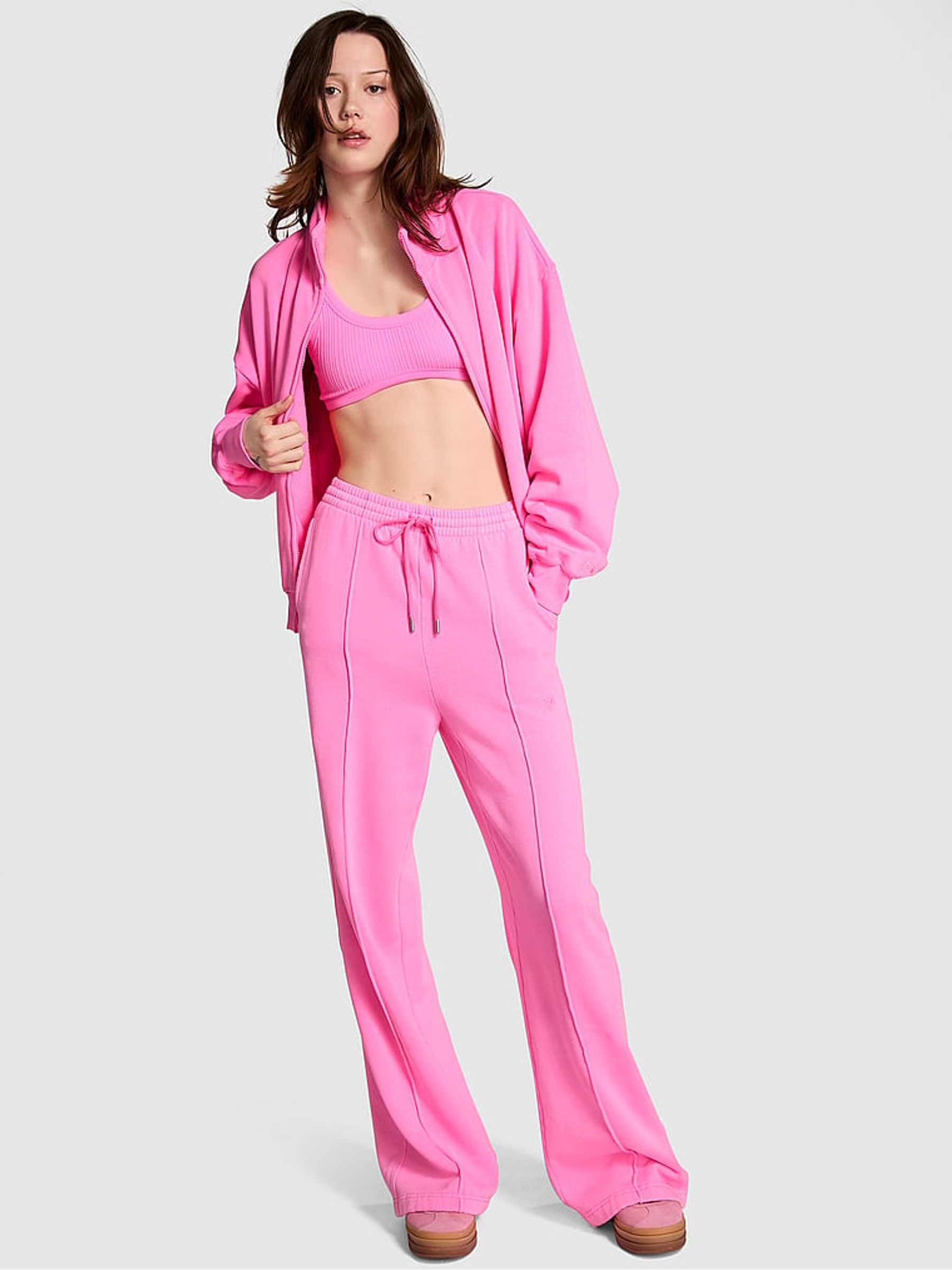 Lola Pink Wide Leg Fleece Jogger - Image 1 of 3