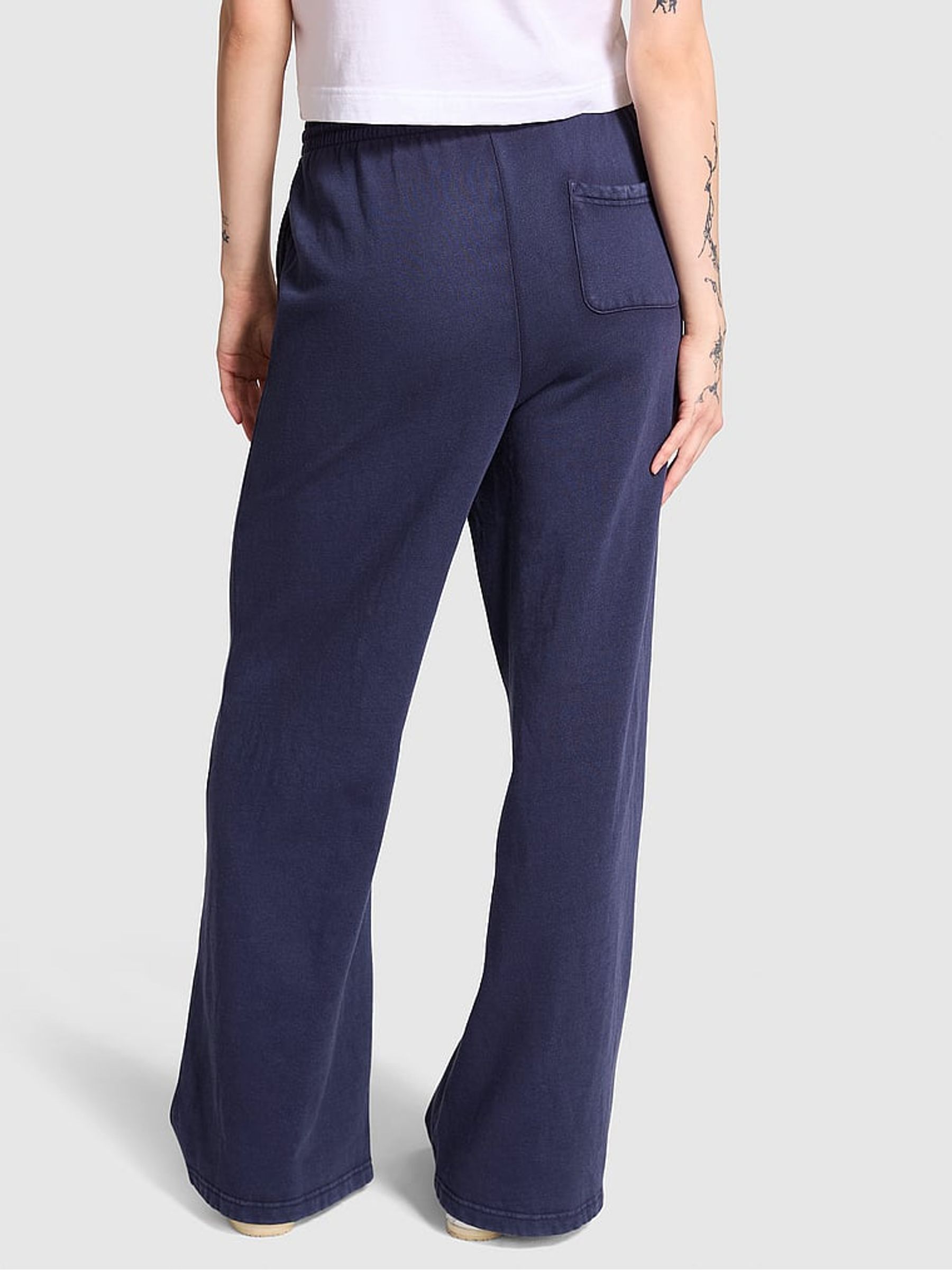 Midnight Navy Blue Wide Leg Fleece Jogger - Image 2 of 4
