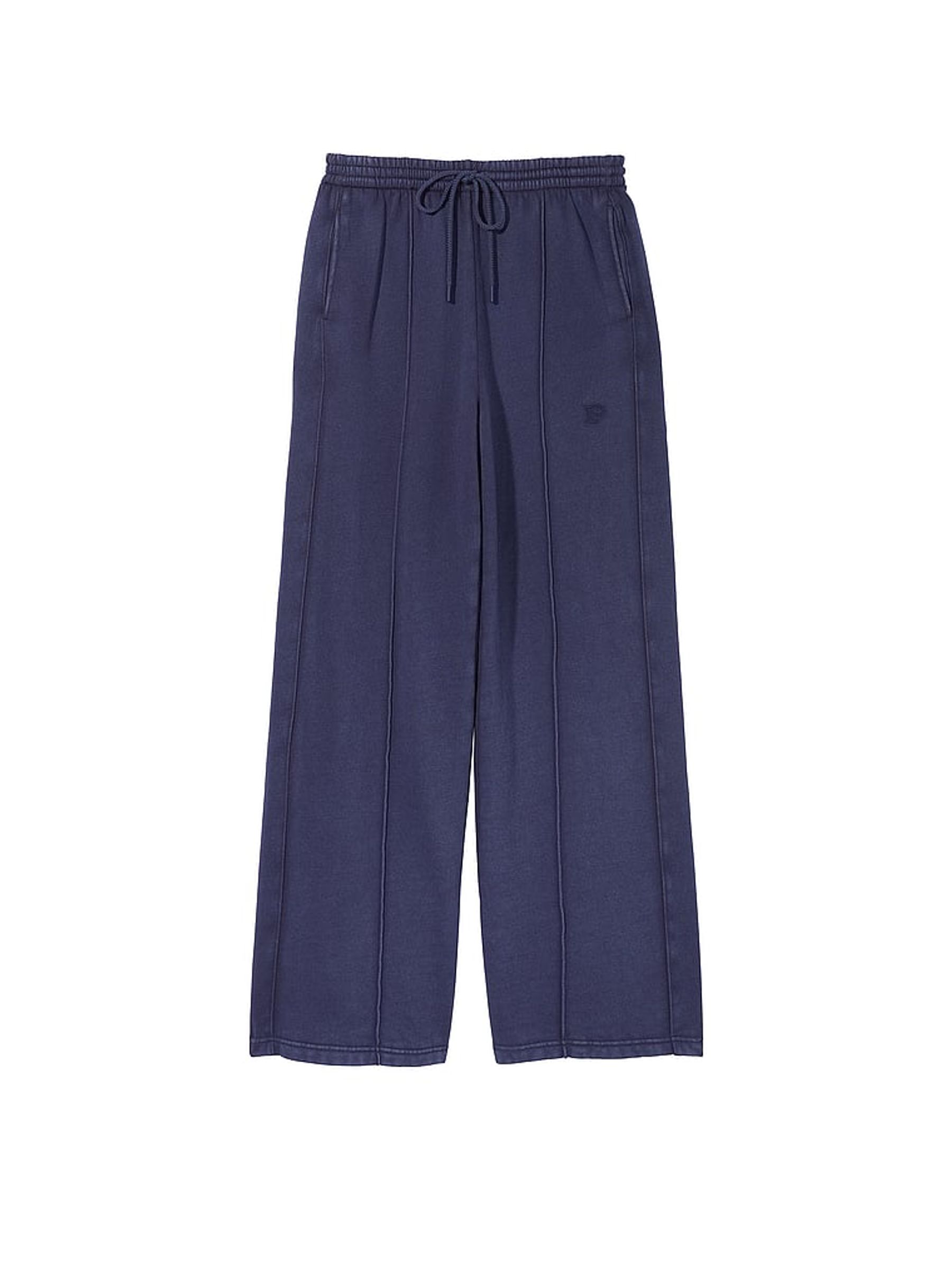 Midnight Navy Blue Wide Leg Fleece Jogger - Image 4 of 4