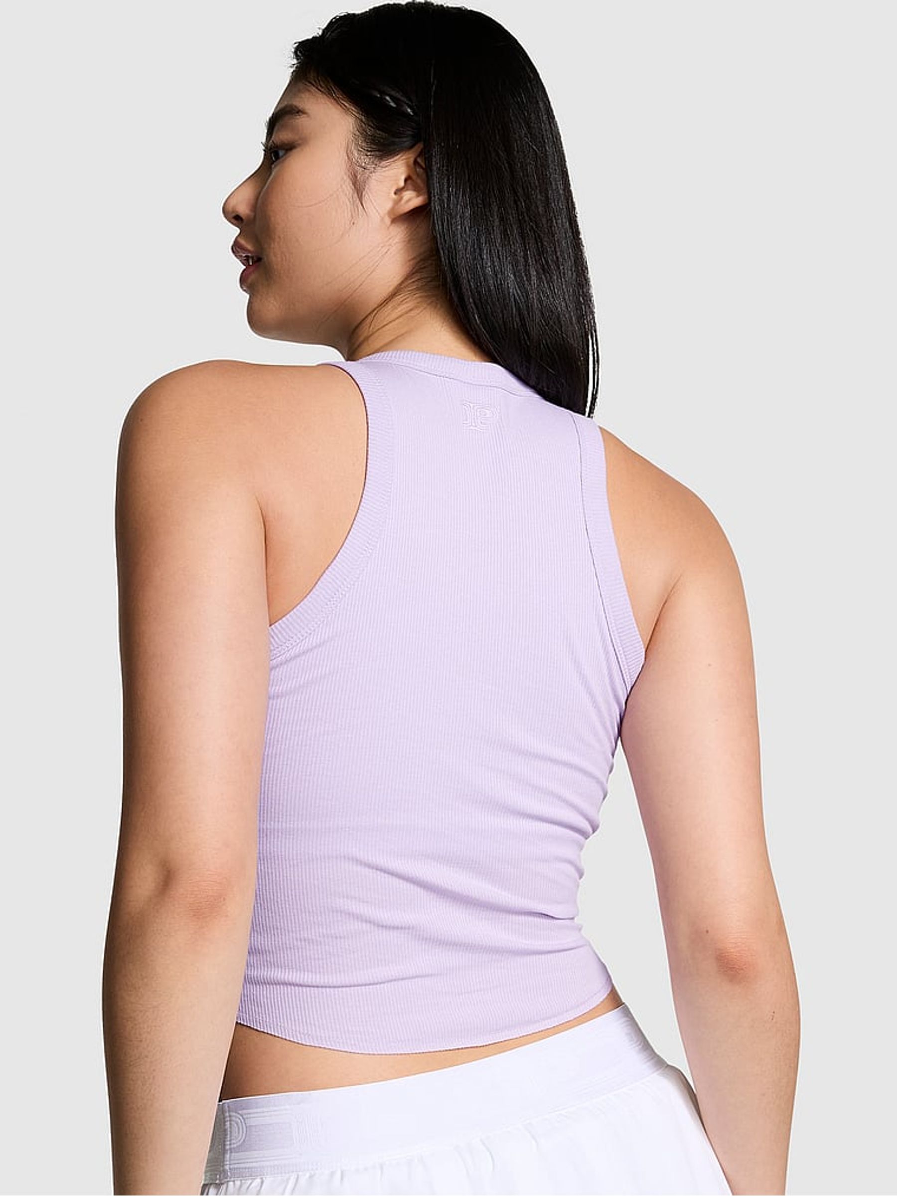 Pastel Lilac Purple High Neck Shrunken Rib Tank Top - Image 2 of 2