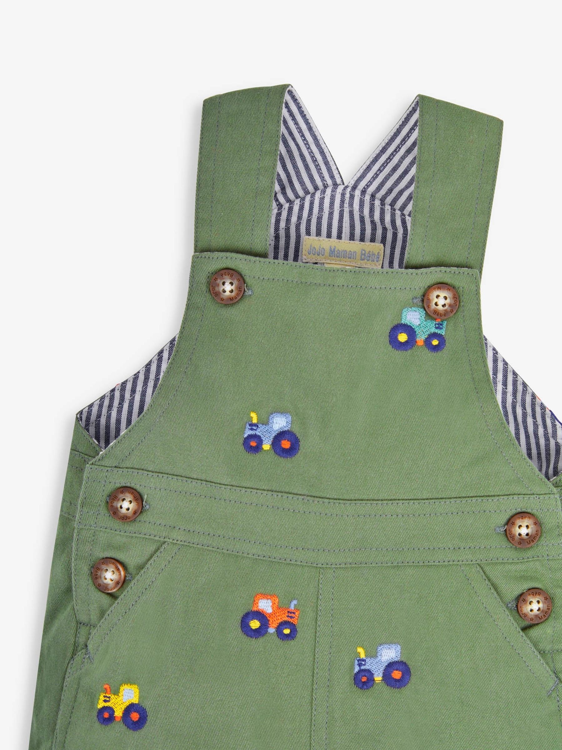 Khaki Tractor Embroidered Short Dungarees - Image 2 of 2