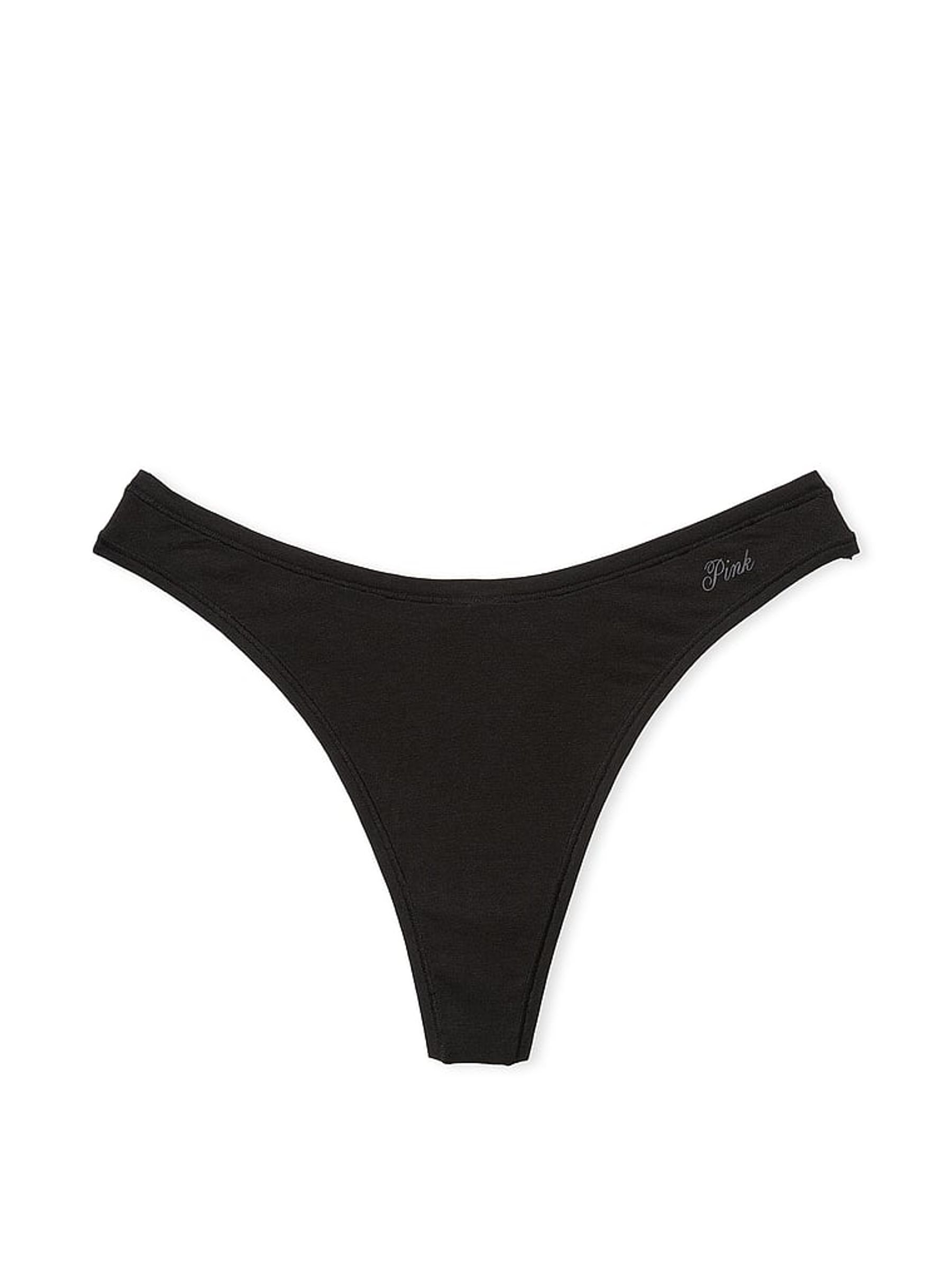 Pure Black Thong Cotton Knickers - Image 3 of 3