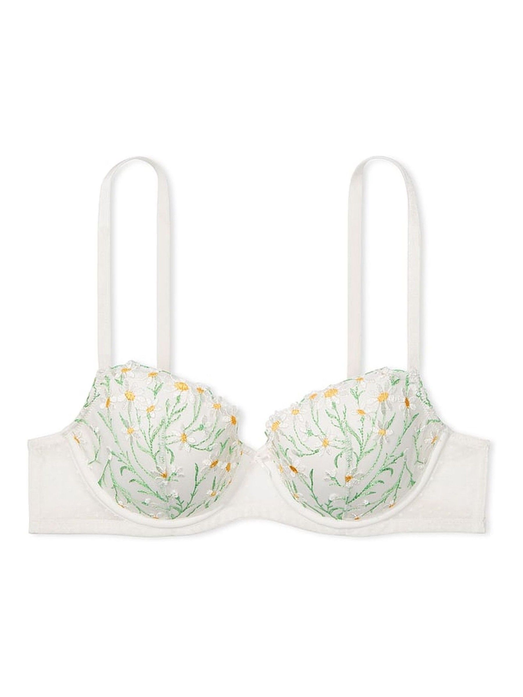 Daisy Embroidery White Lightly Lined Demi Bra - Image 3 of 3