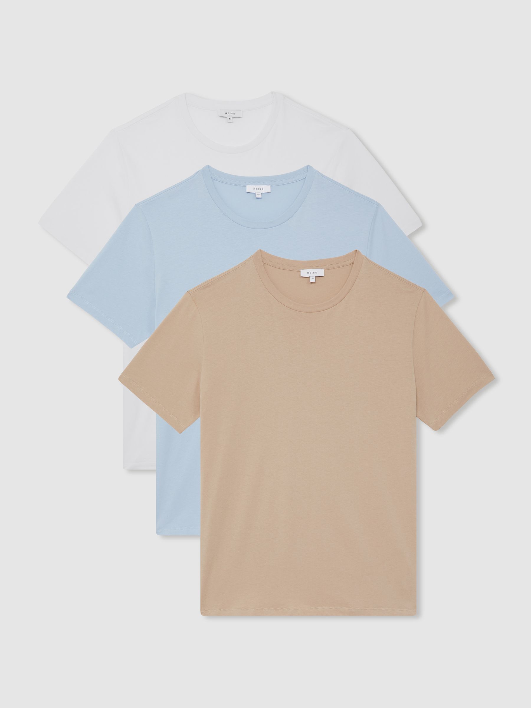 Cotton-Jersey Crew-Neck T-shirts 3 Pack in Neutral - Image 1 of 5