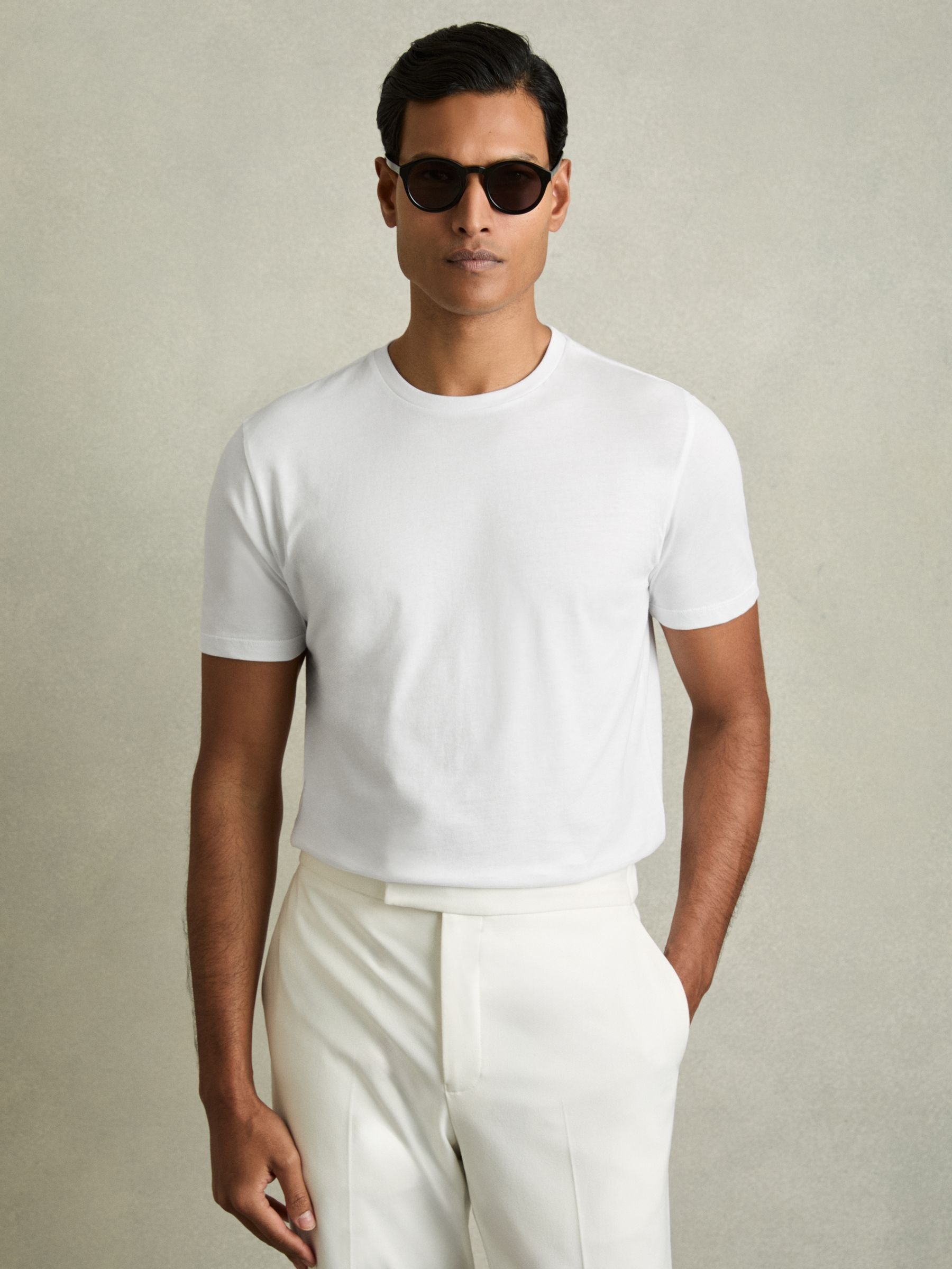 Cotton-Jersey Crew-Neck T-shirts 3 Pack in Neutral - Image 4 of 5