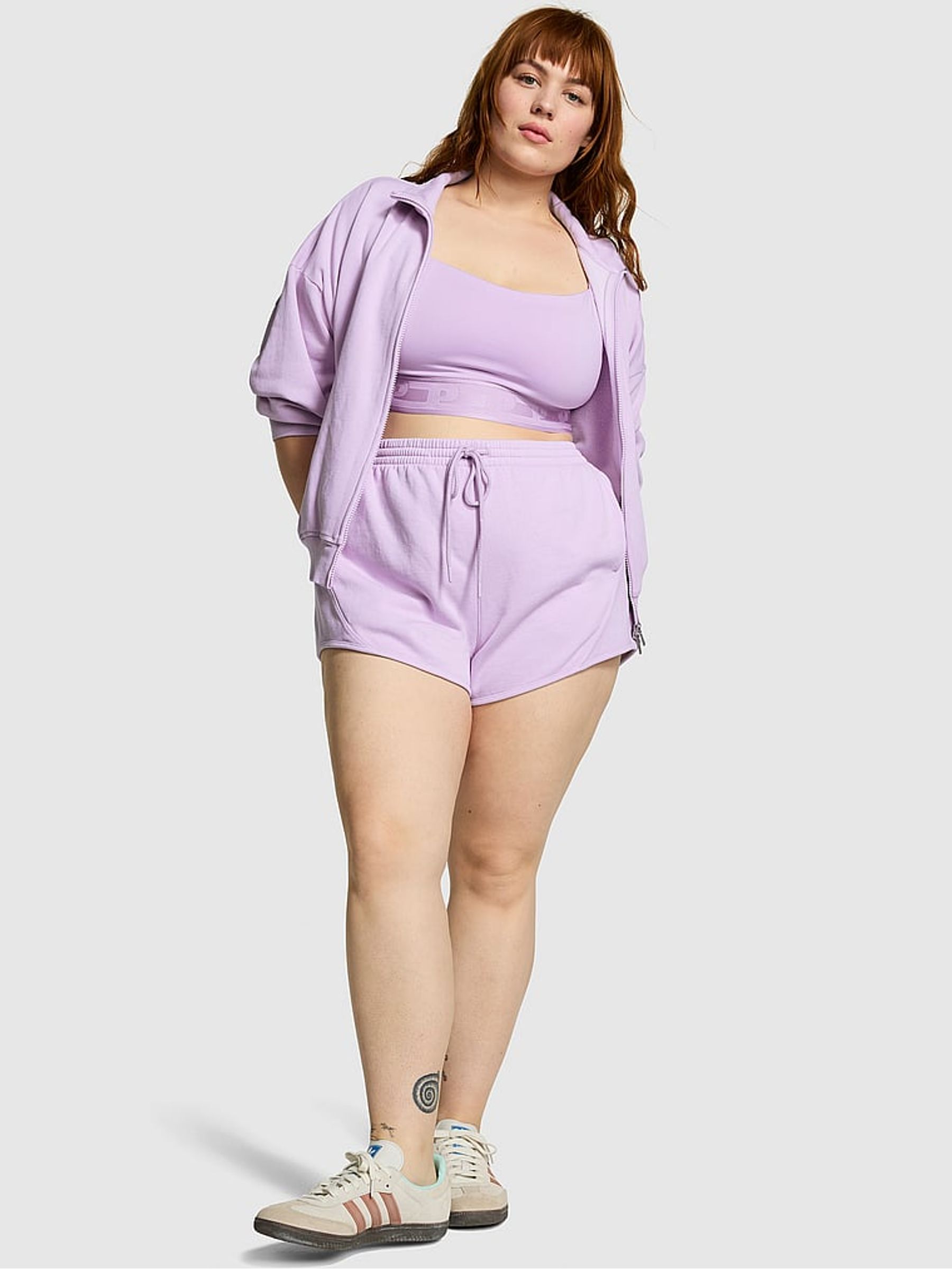 Pastel Lilac Purple Fleece Shorts - Image 3 of 4