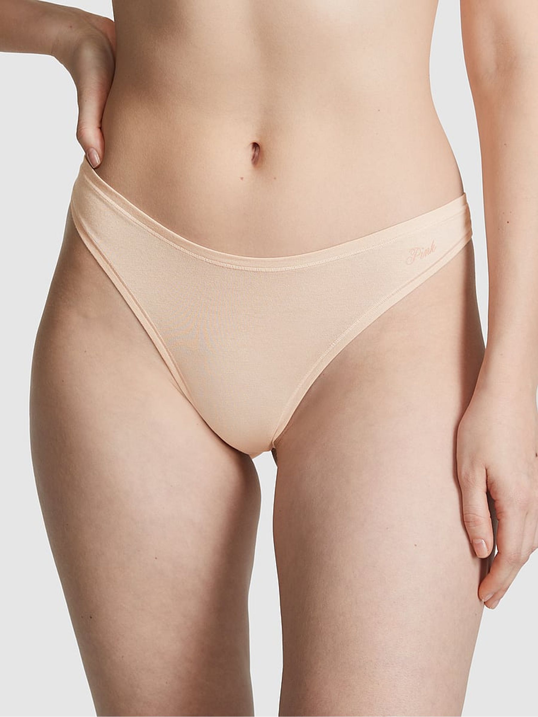 Marzipan Nude Thong Cotton Knickers - Image 1 of 3