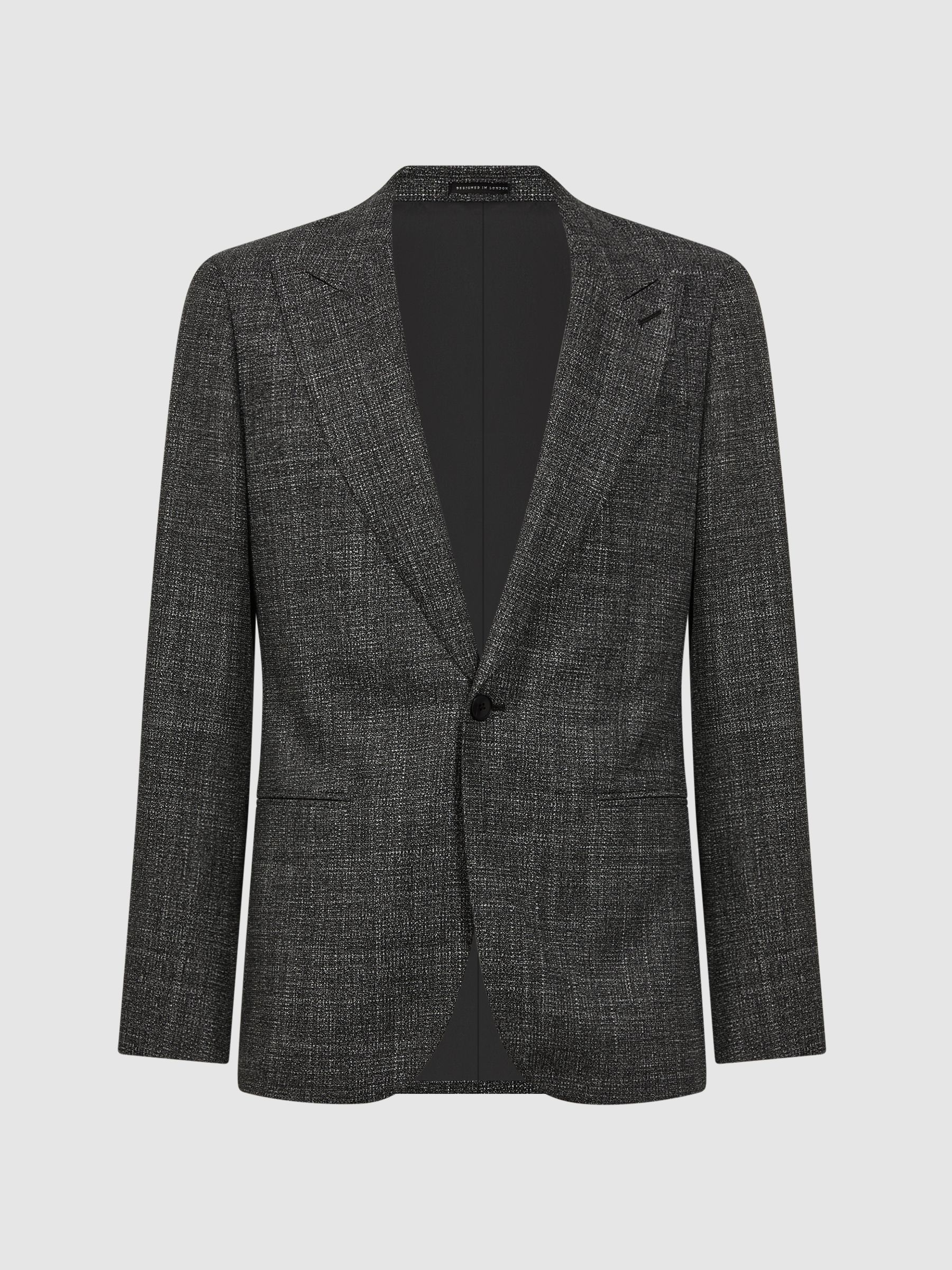 Slim Fit Wool Single Breasted Blazer in Charcoal - Image 2 of 7