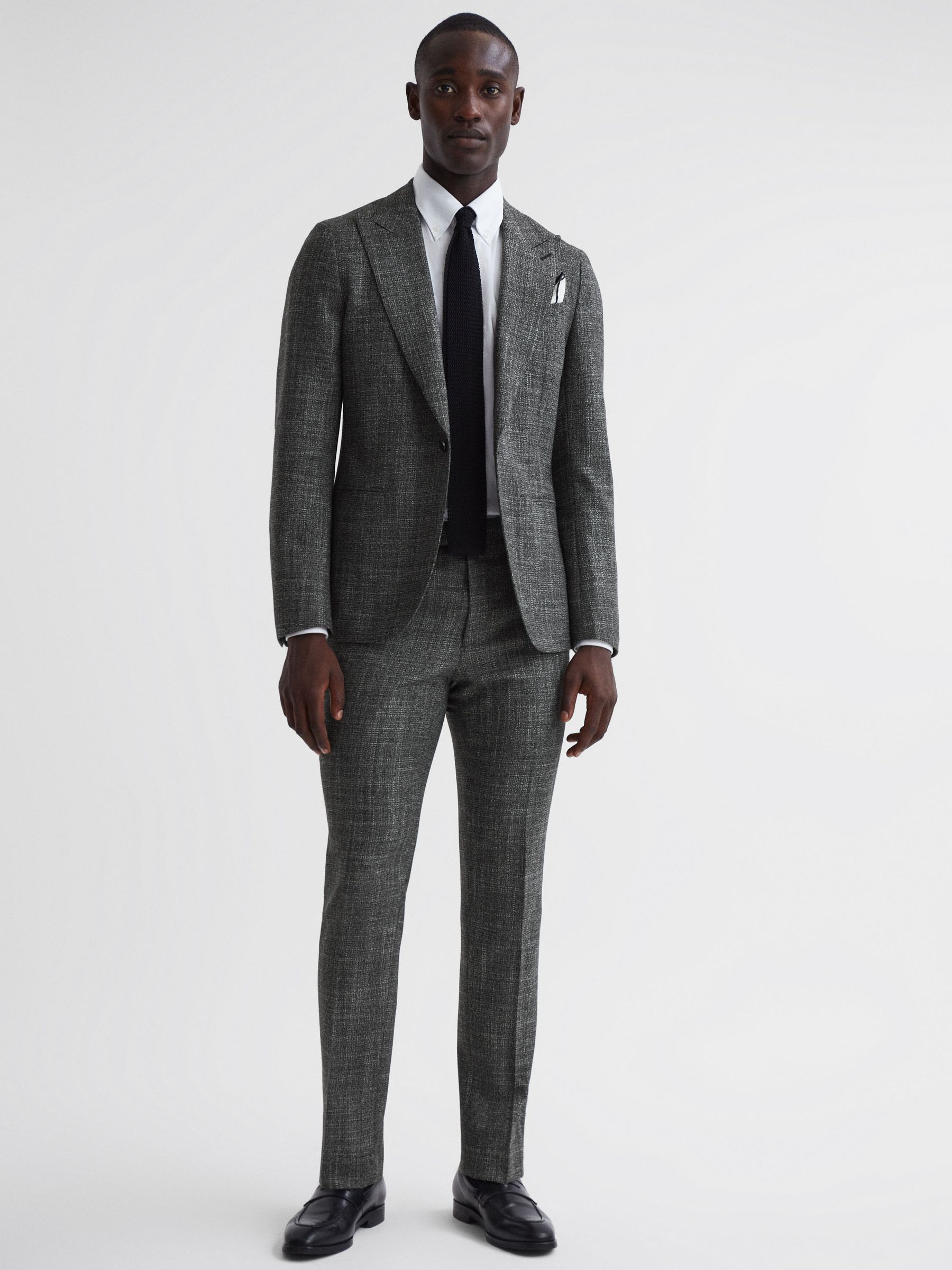Slim Fit Wool Single Breasted Blazer in Charcoal - Image 3 of 7