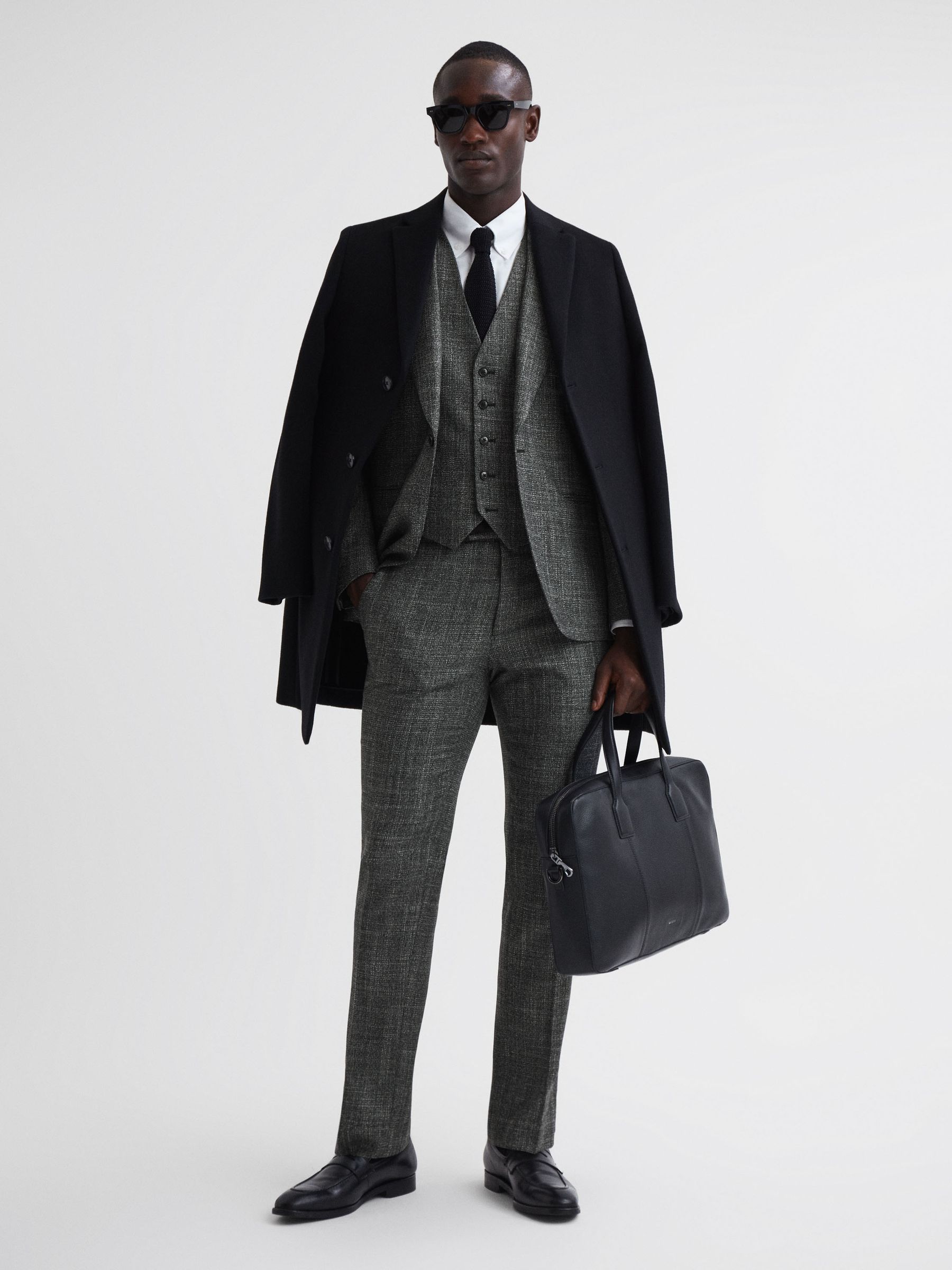 Slim Fit Wool Single Breasted Blazer in Charcoal - Image 4 of 7