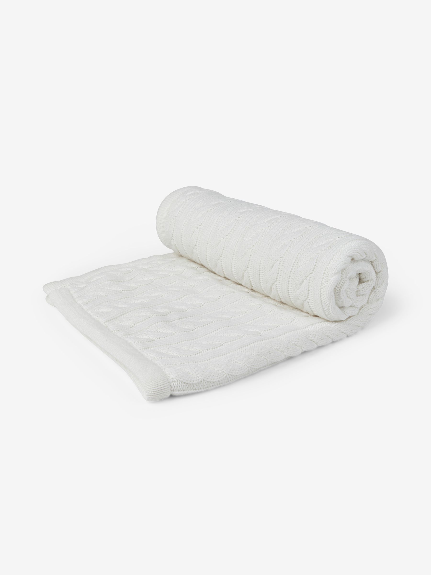 White Cable Knit Sherpa Fleece Blanket - Image 2 of 3