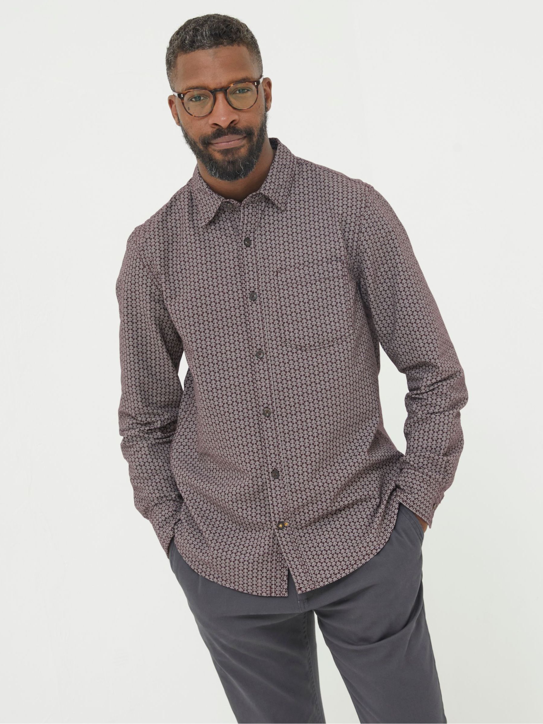 Purple Leaf Print Shirt - Image 1 of 5
