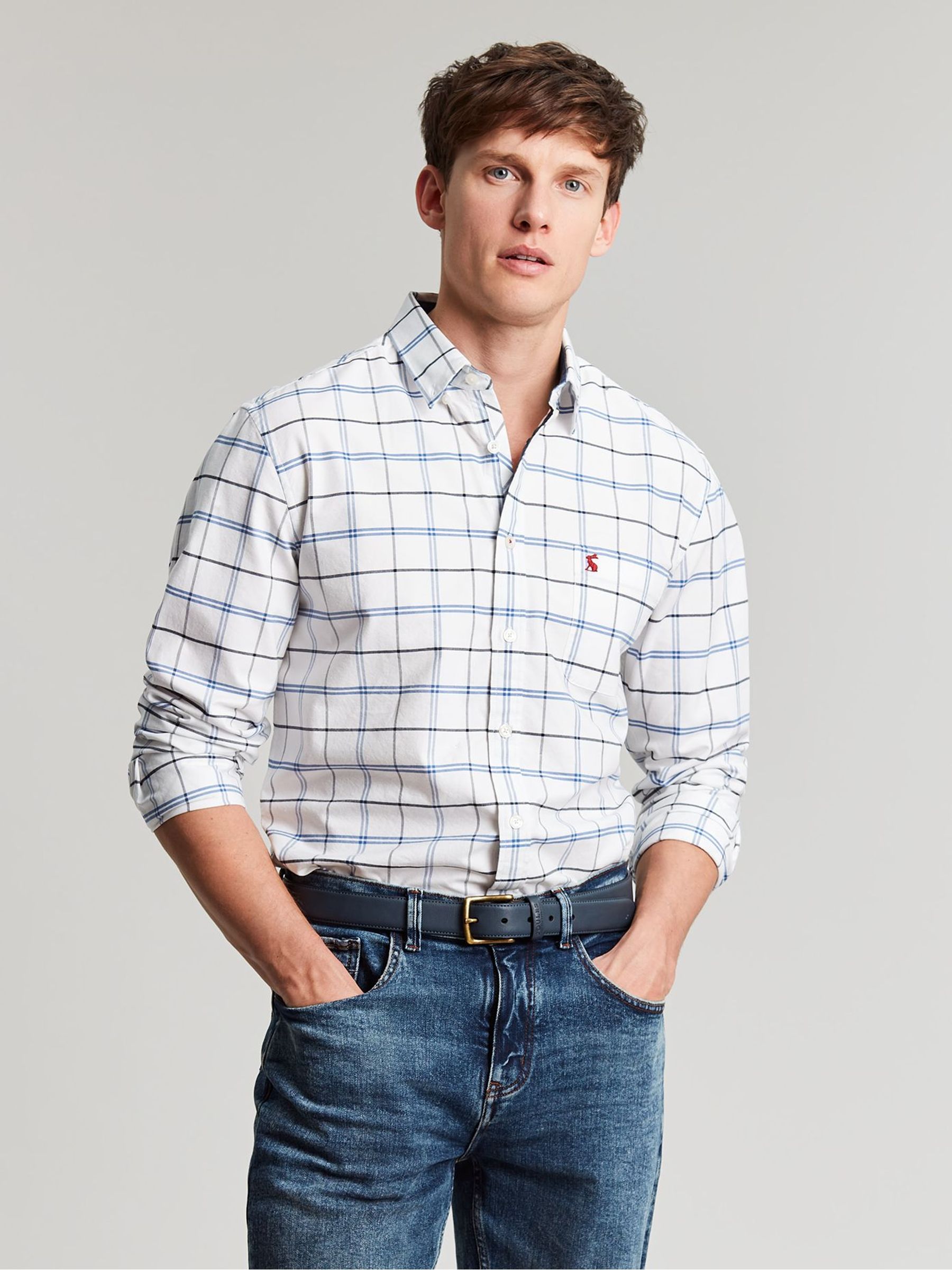Welford White/Blue Cotton Check Shirt - Image 9 of 17