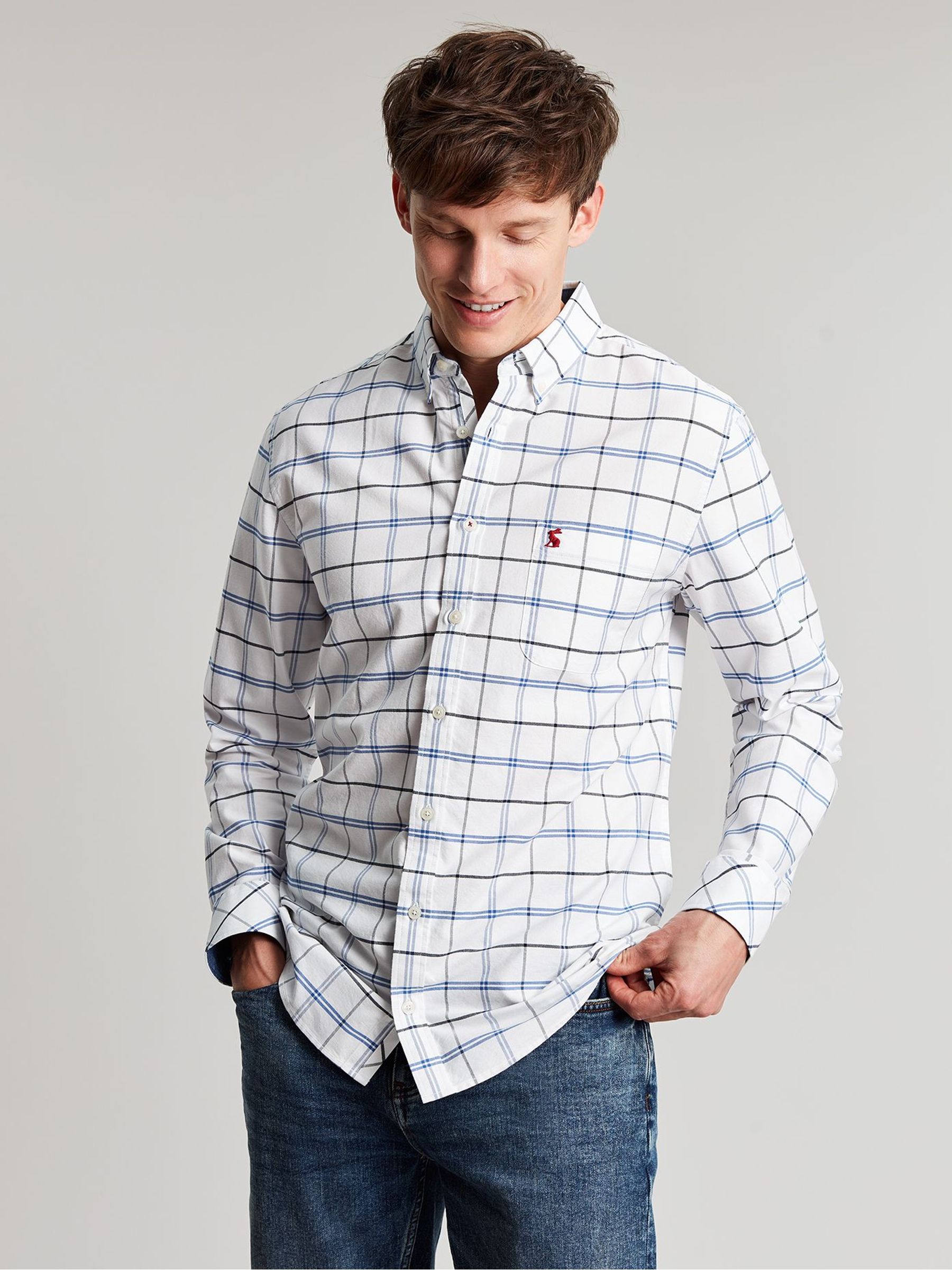 Welford White/Blue Cotton Check Shirt - Image 10 of 17