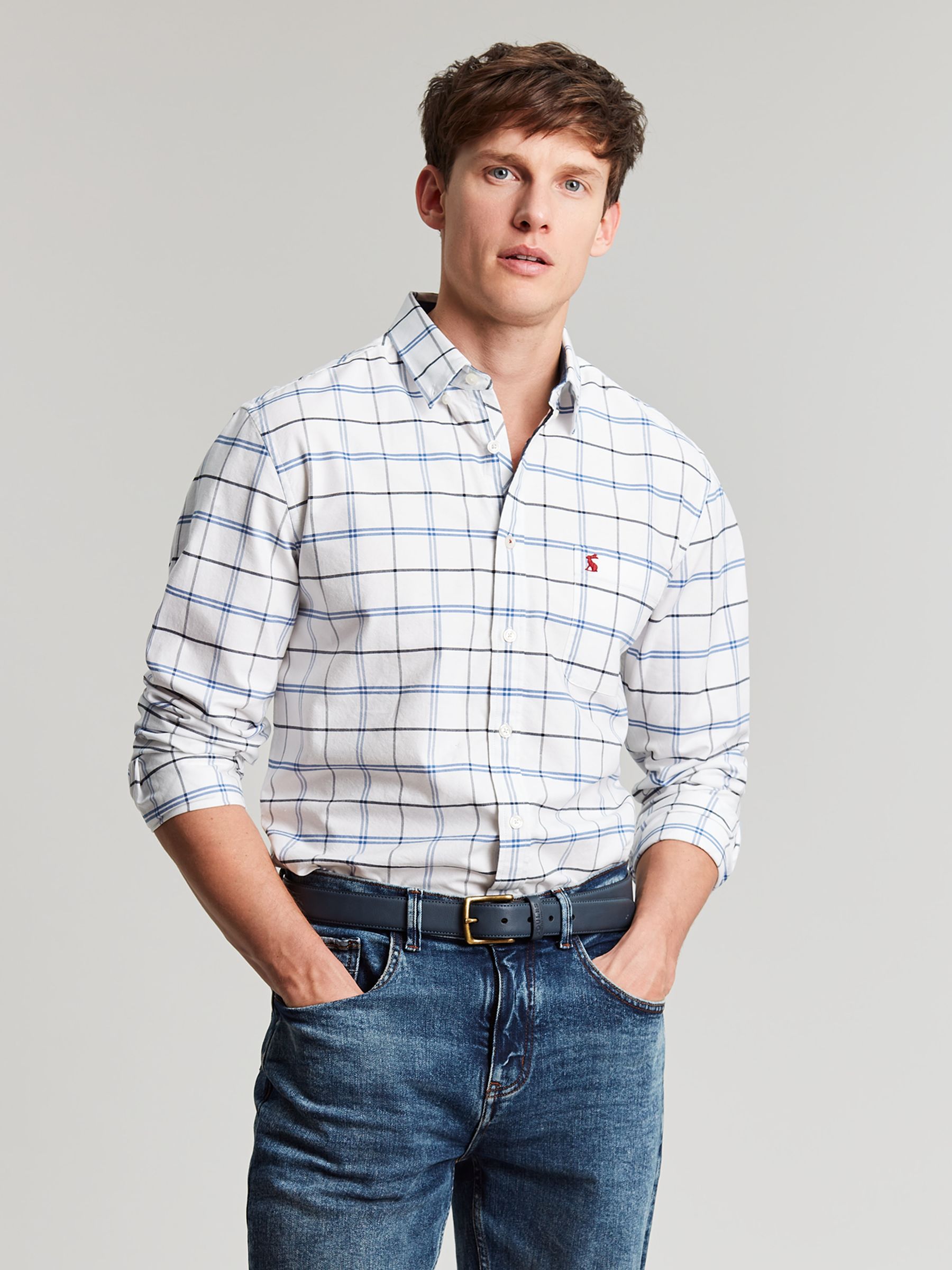 Welford White/Blue Cotton Check Shirt - Image 16 of 17