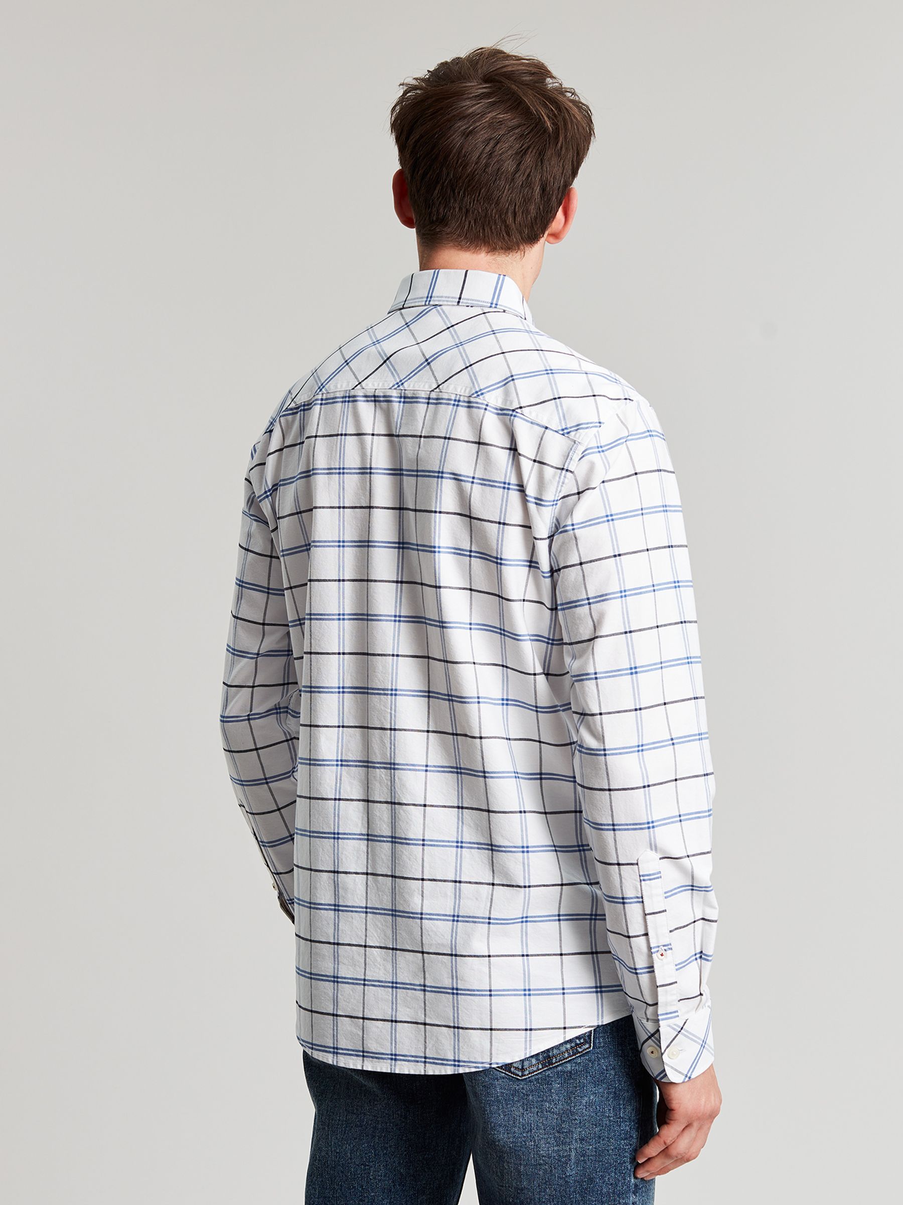 Welford White/Blue Cotton Check Shirt - Image 2 of 17 Welford White/Blue Cotton Check Shirt - Image 2 of 17