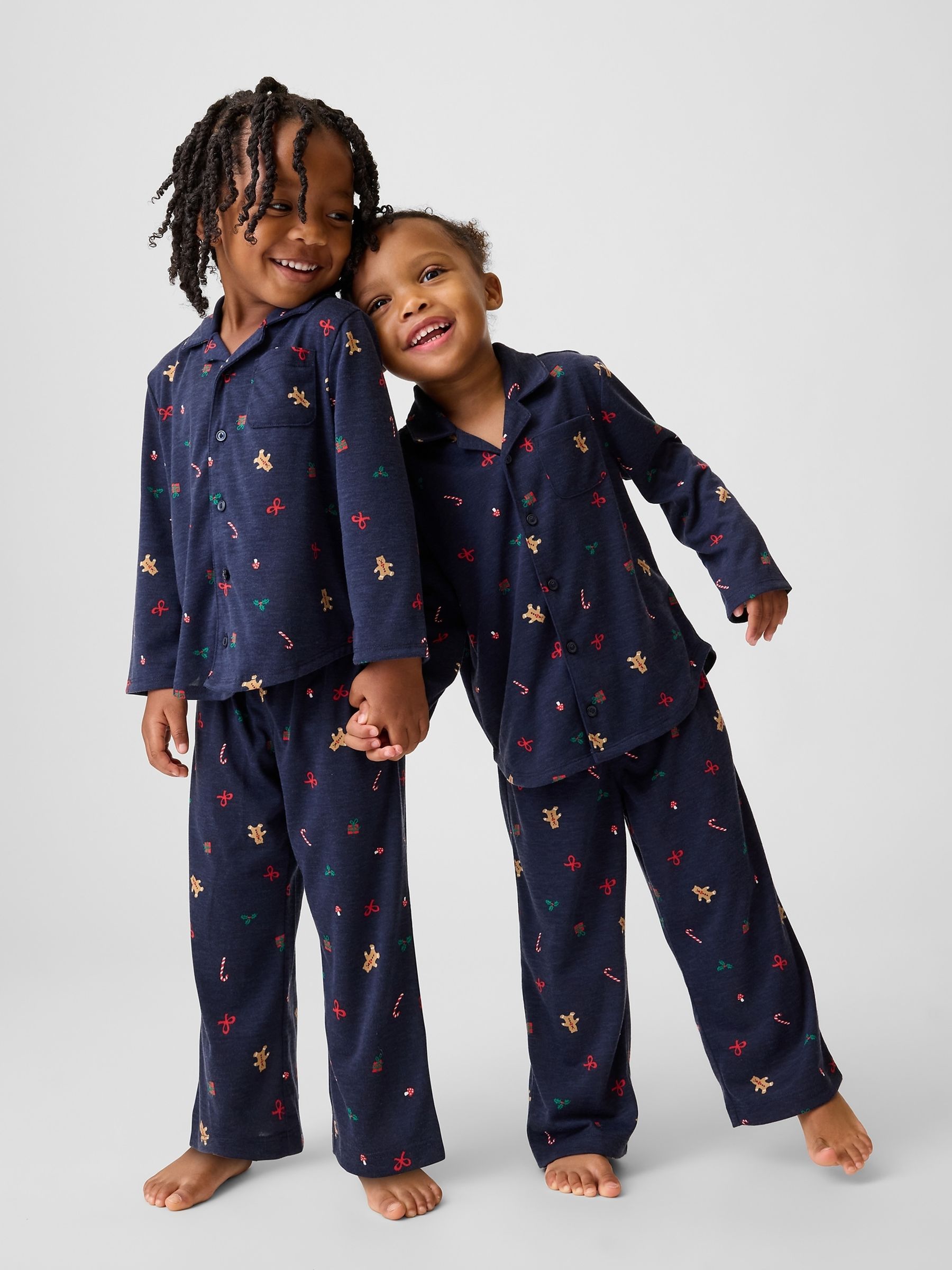 Navy Gingerbread Matching Family Flannel Pyjamas Set - Image 1 of 3
