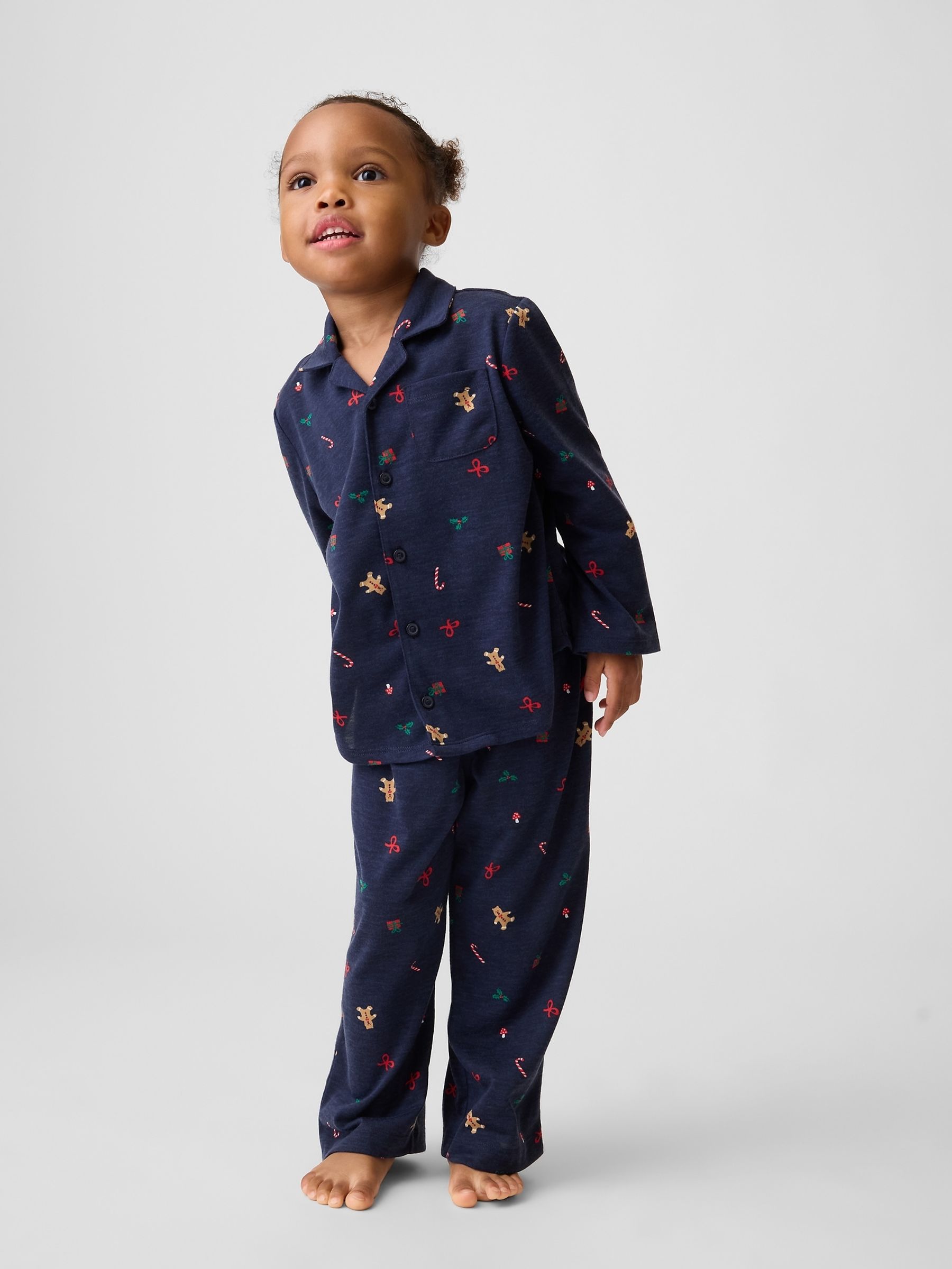 Navy Gingerbread Matching Family Flannel Pyjamas Set - Image 2 of 3