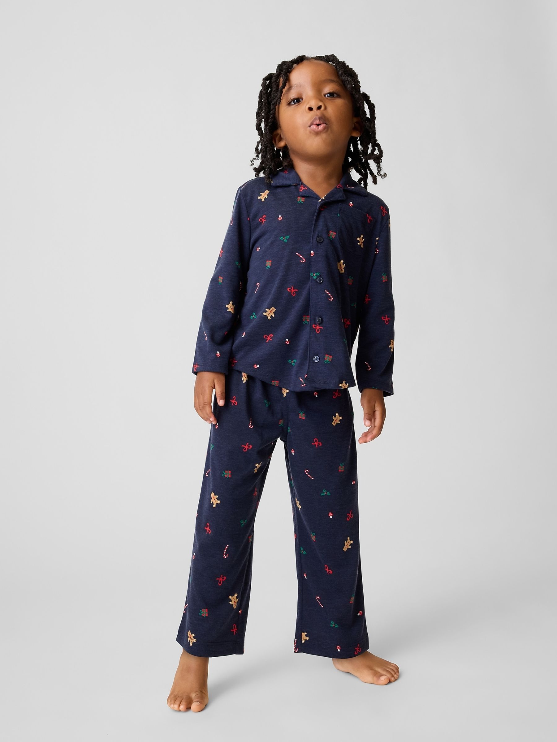Navy Gingerbread Matching Family Flannel Pyjamas Set - Image 3 of 3