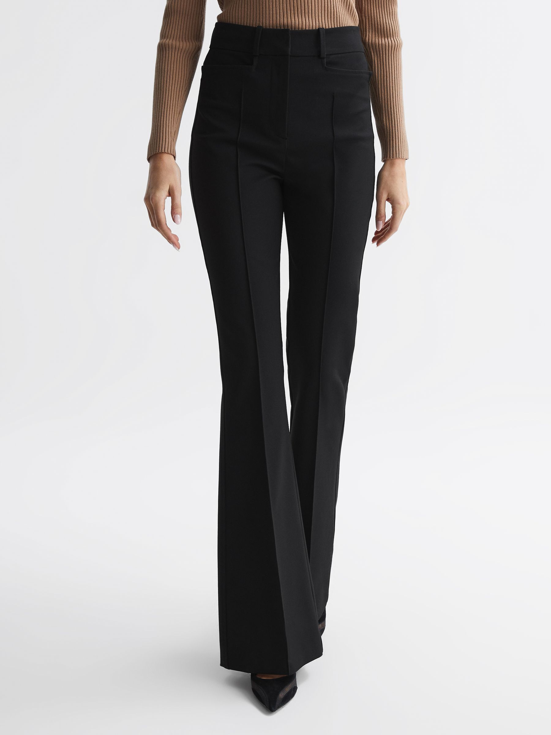Dylan Black Flared High Rise Trousers - Image 1 of 5