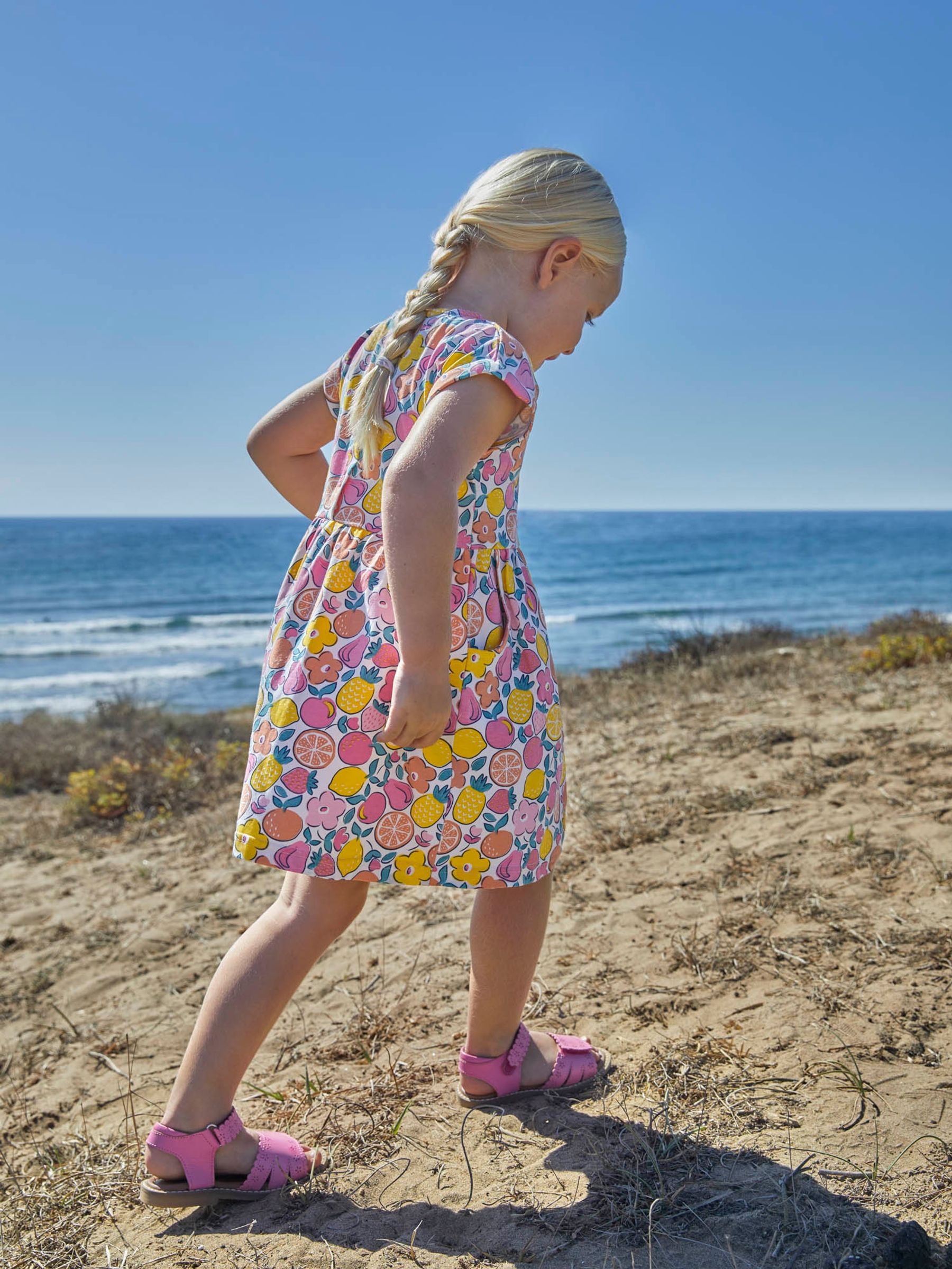 Pink Summer Fruit Print Drop Shoulder Dress - Image 2 of 5