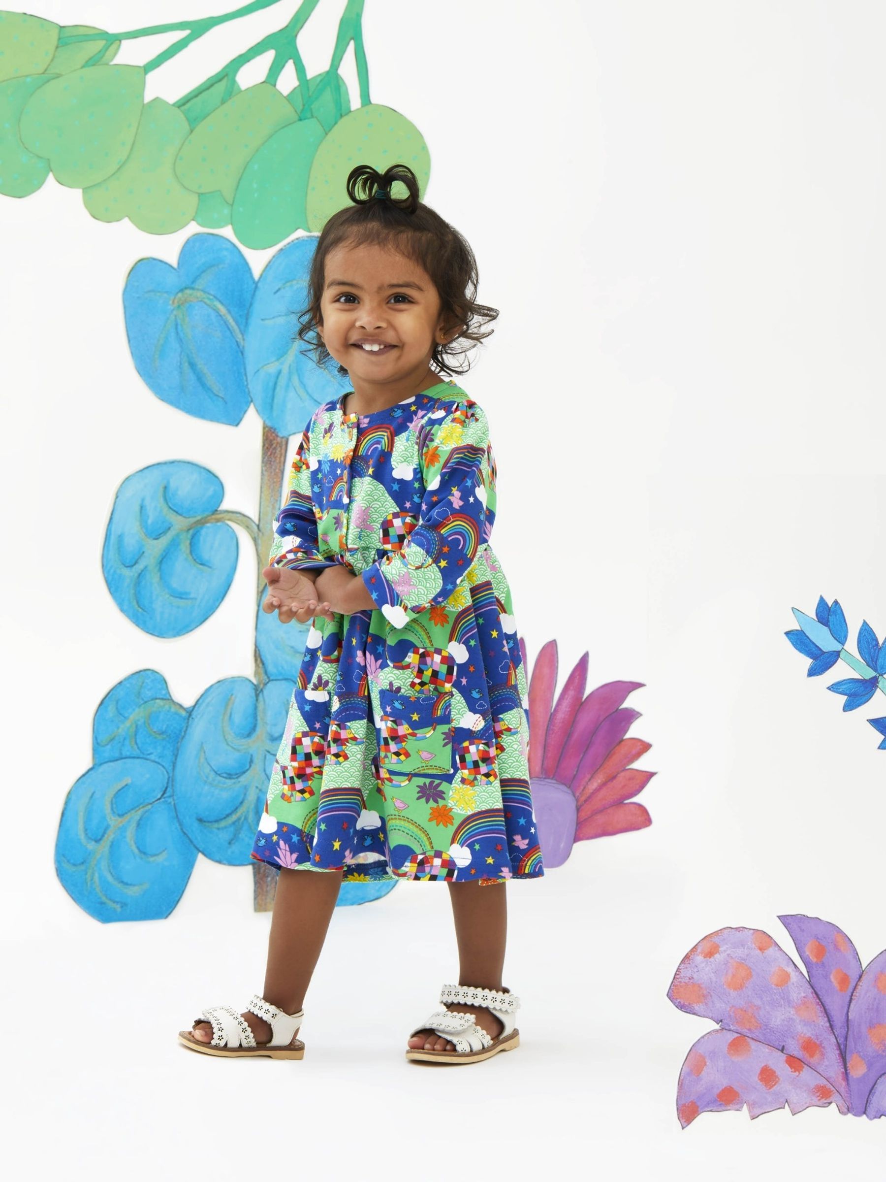 Navy Girls' Elmer Print Button Front Dress - Image 1 of 6