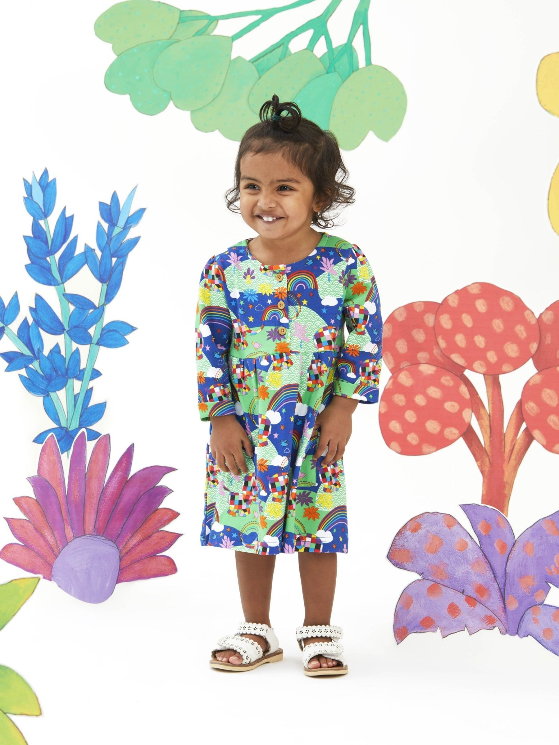Navy Girls' Elmer Print Button Front Dress - Image 2 of 6