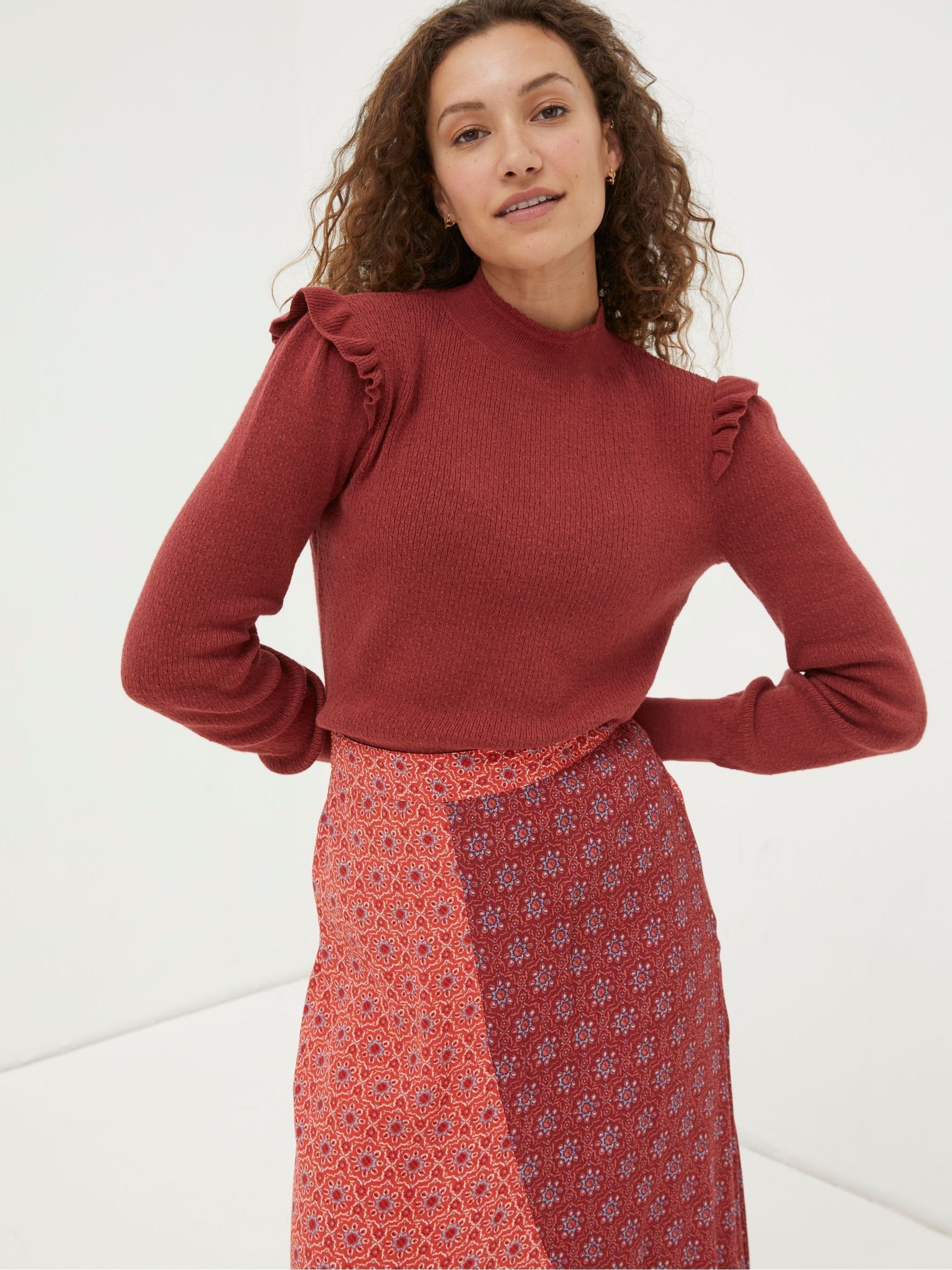 Red Fiona Frill Jumper - Image 1 of 6 Red Fiona Frill Jumper - Image 1 of 6