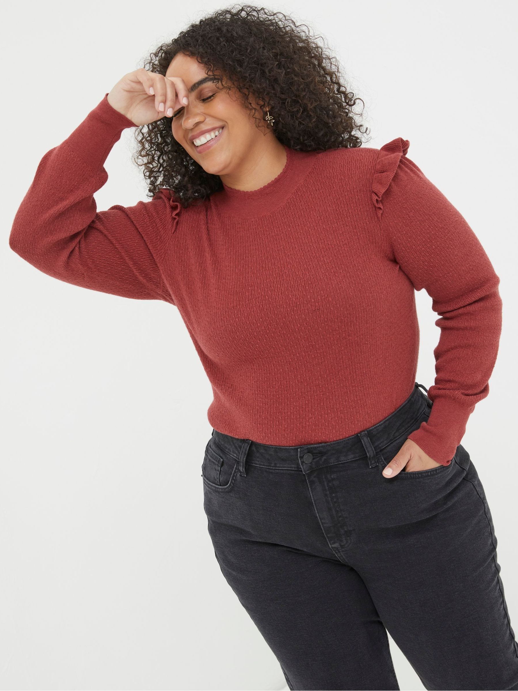 Red Fiona Frill Jumper - Image 3 of 6