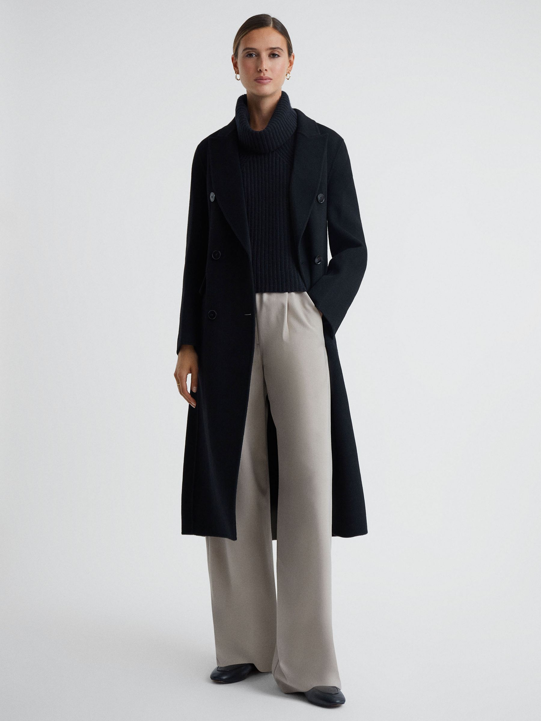 Wool-Cashmere Sleeveless Removable Roll Neck Vest in Navy - Image 3 of 6