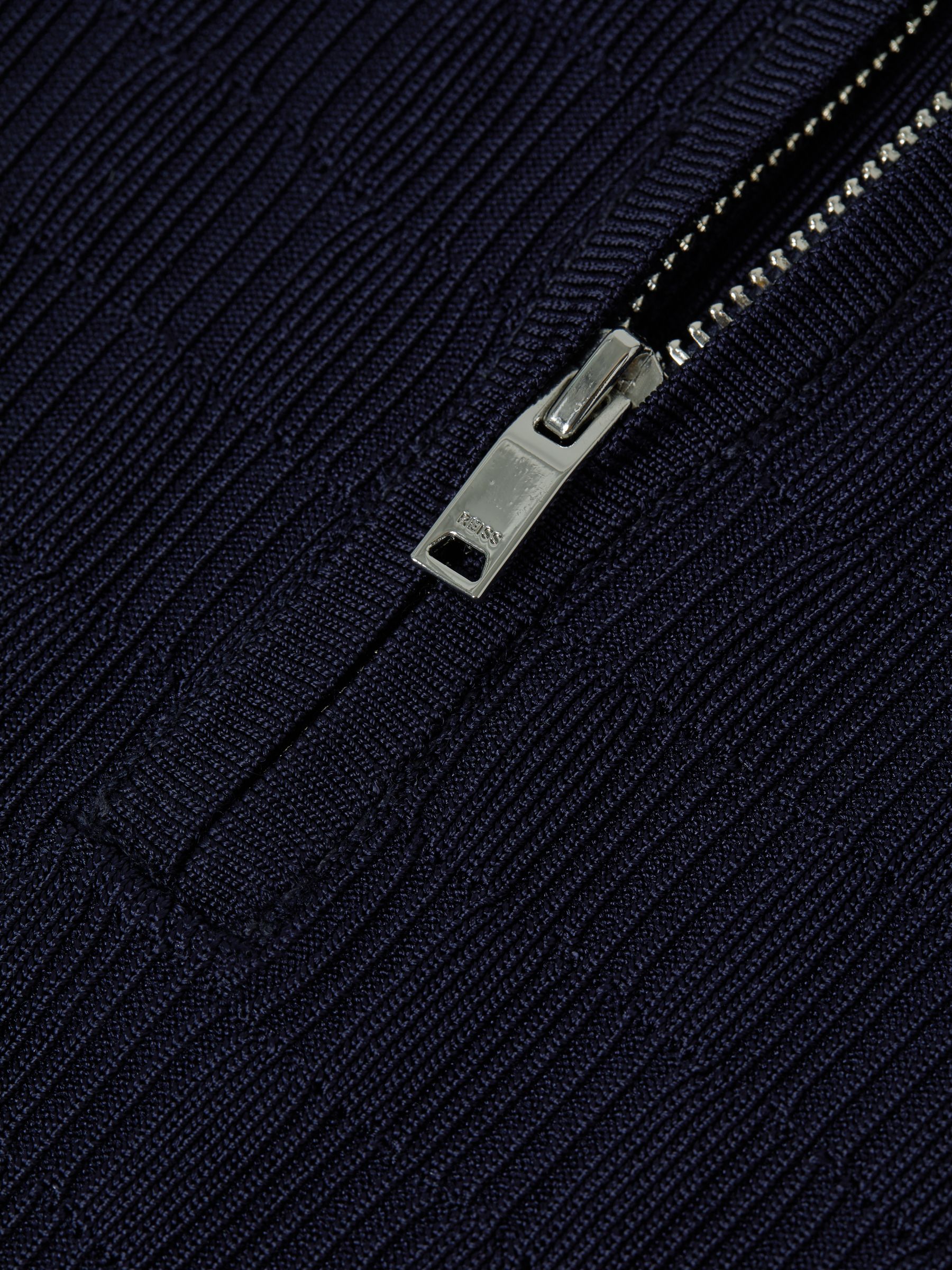 Senior Half-Zip Textured Polo T-Shirt in Navy - Image 6 of 6