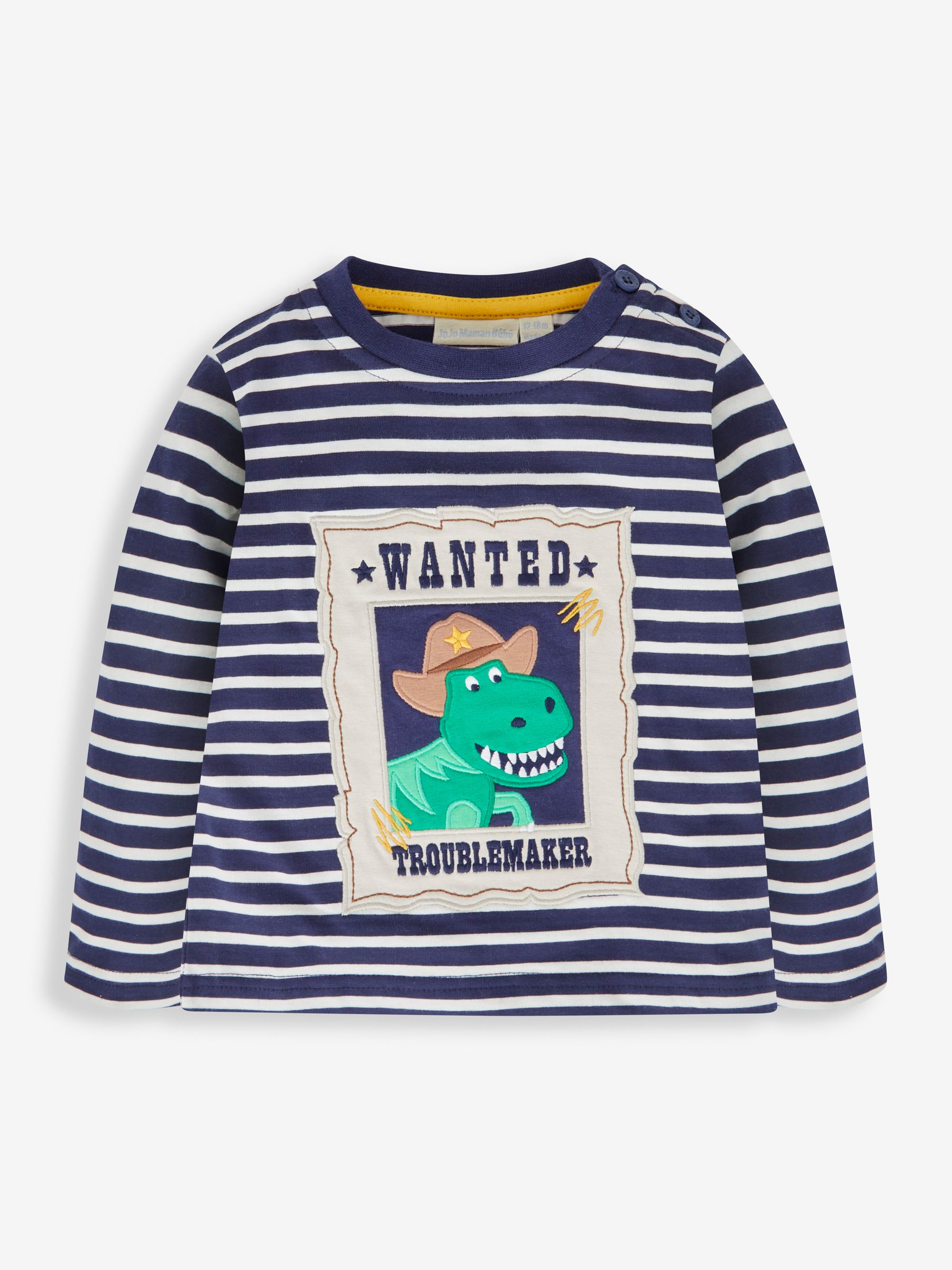 Navy Ecru Stripe Trouble Maker Appliqué Top - Image 1 of 3