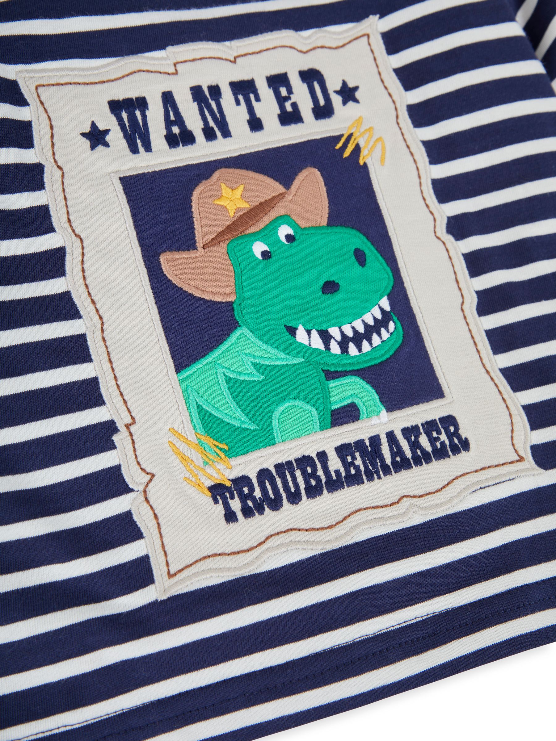 Navy Ecru Stripe Trouble Maker Appliqué Top - Image 3 of 3