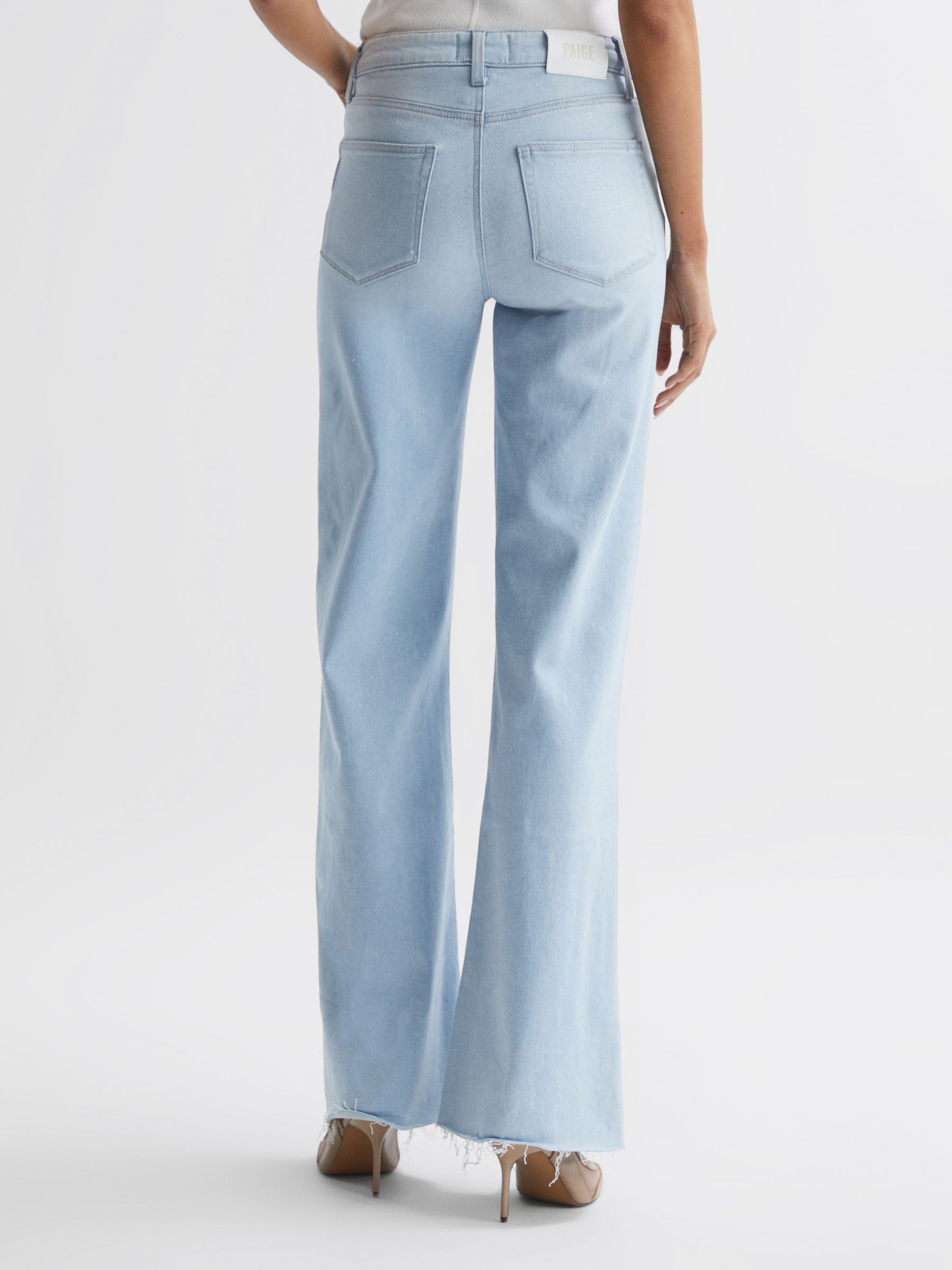 Paige Metallic High Rise Flared Jeans in Indigo Glitz - Image 5 of 5