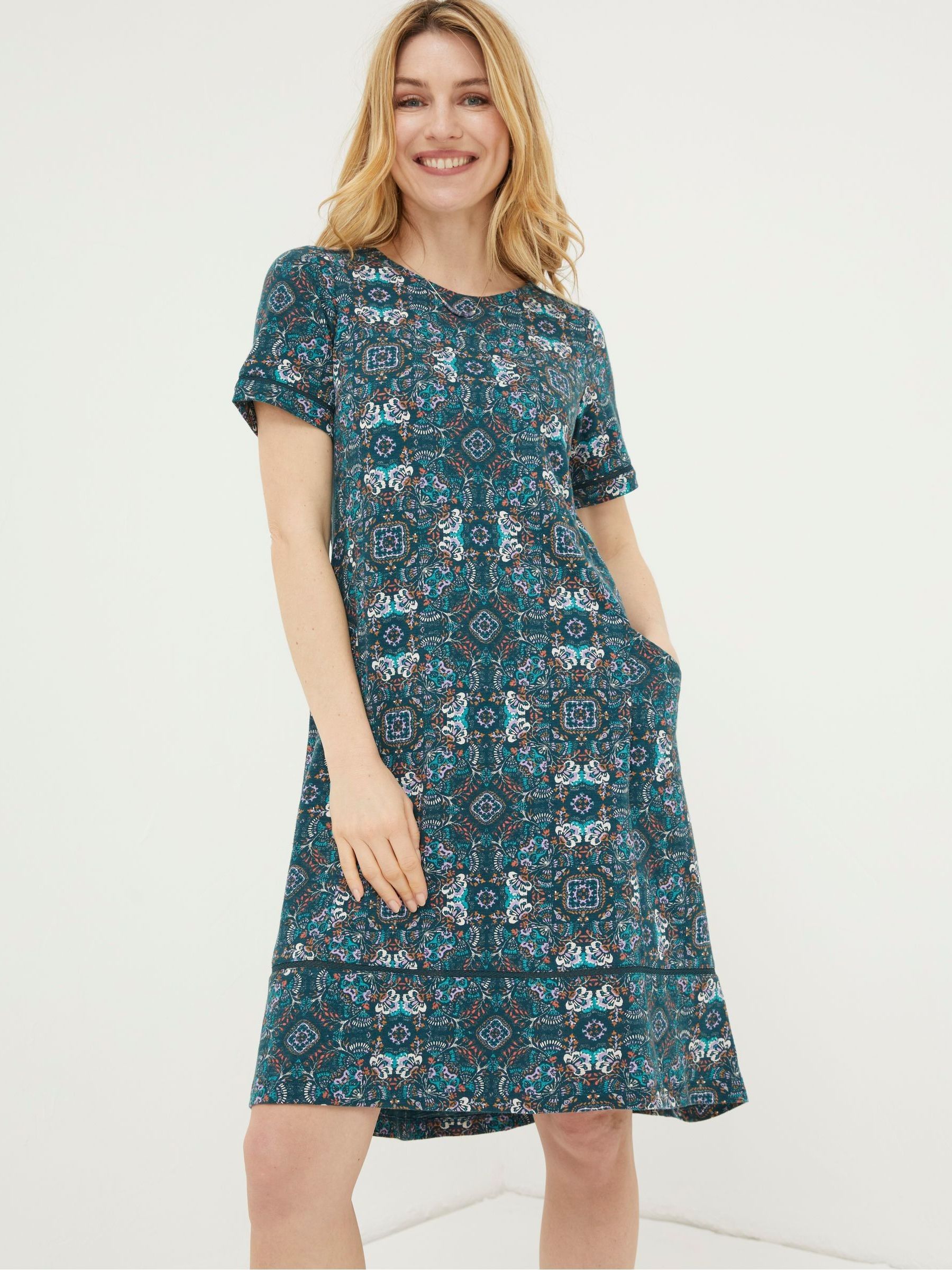 Green Simone Mirrored Floral Jersey Dress - Image 1 of 5 Green Simone Mirrored Floral Jersey Dress - Image 1 of 5