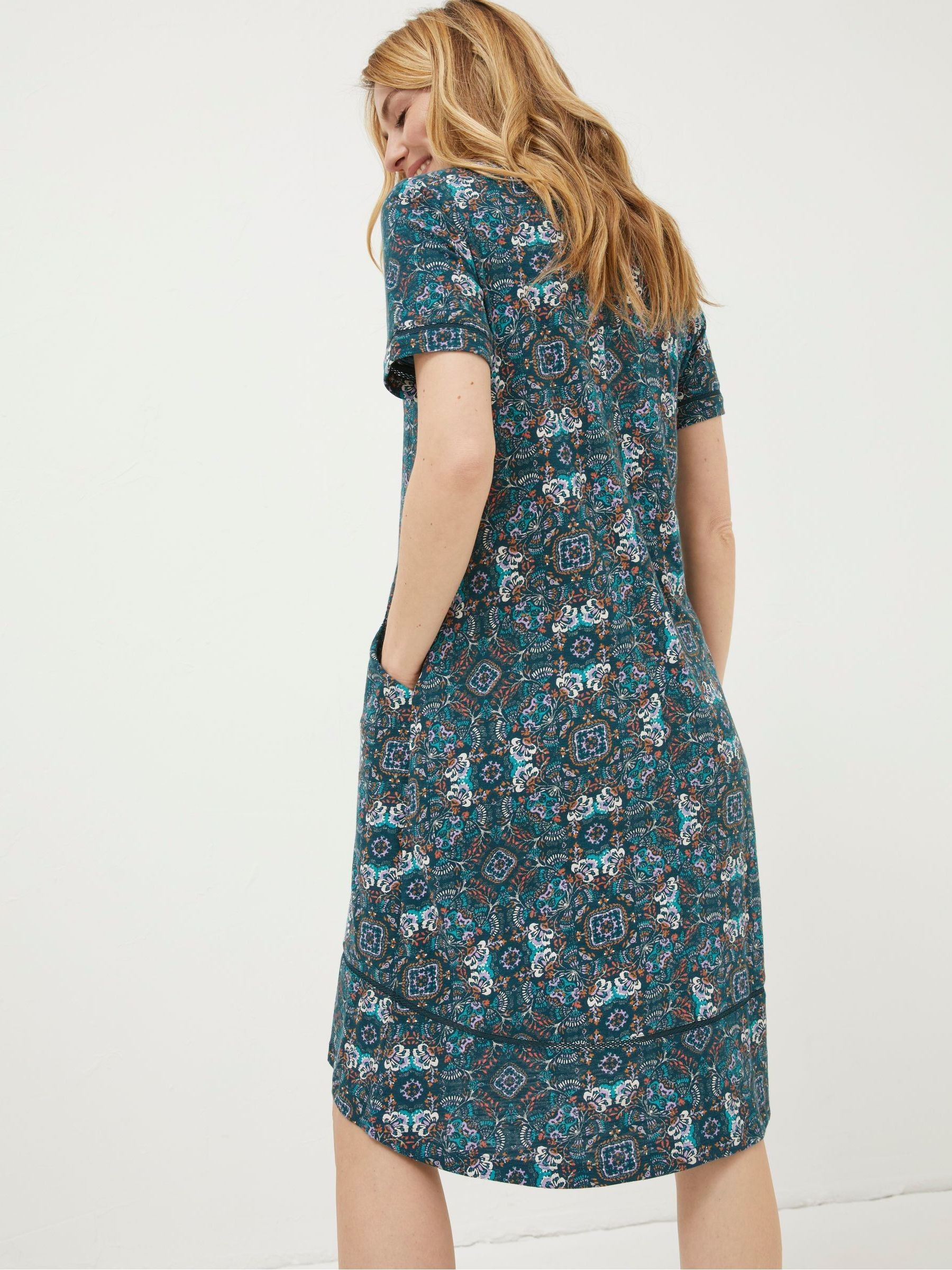 Green Simone Mirrored Floral Jersey Dress - Image 2 of 5 Green Simone Mirrored Floral Jersey Dress - Image 2 of 5