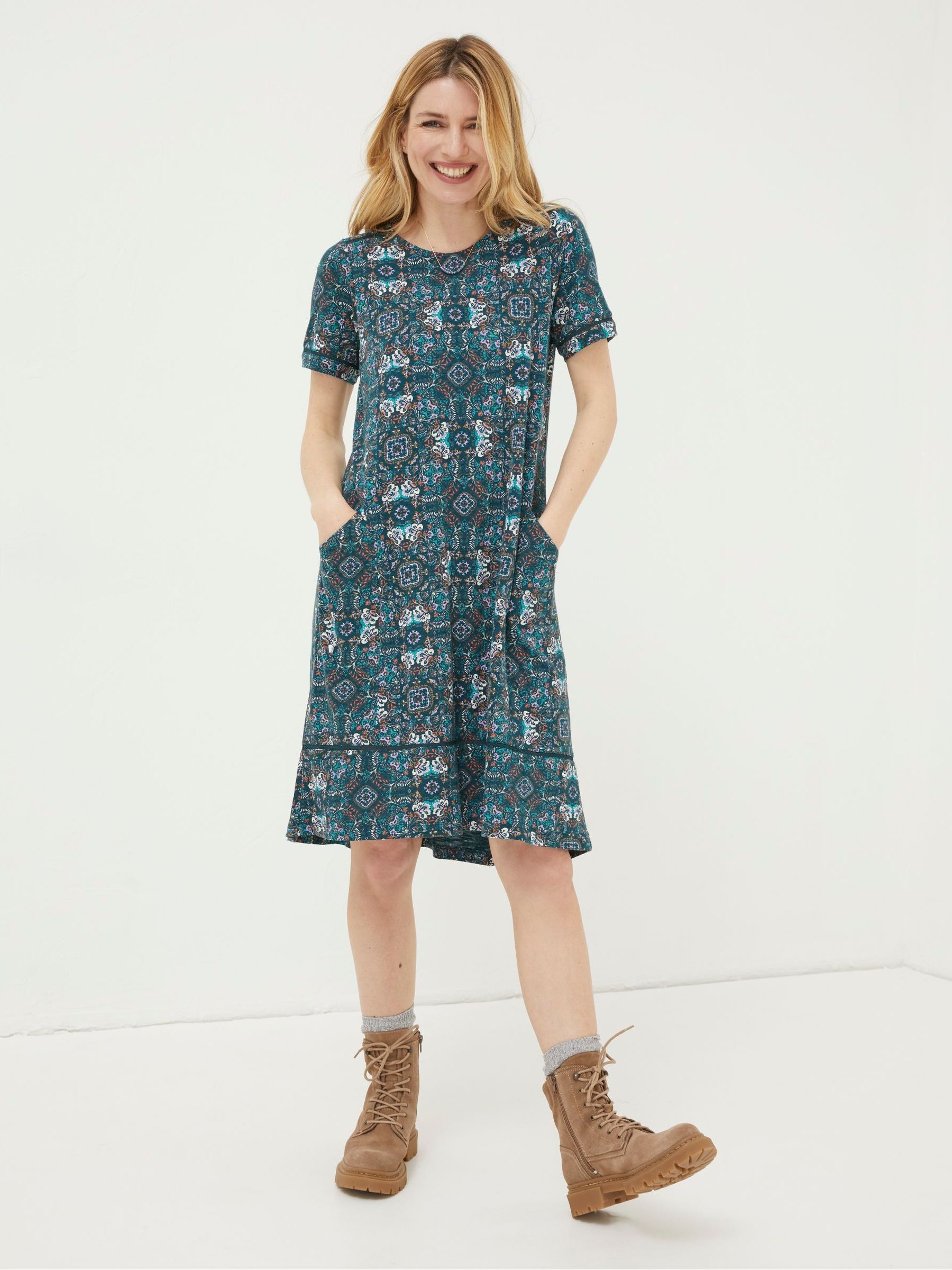 Green Simone Mirrored Floral Jersey Dress - Image 3 of 5