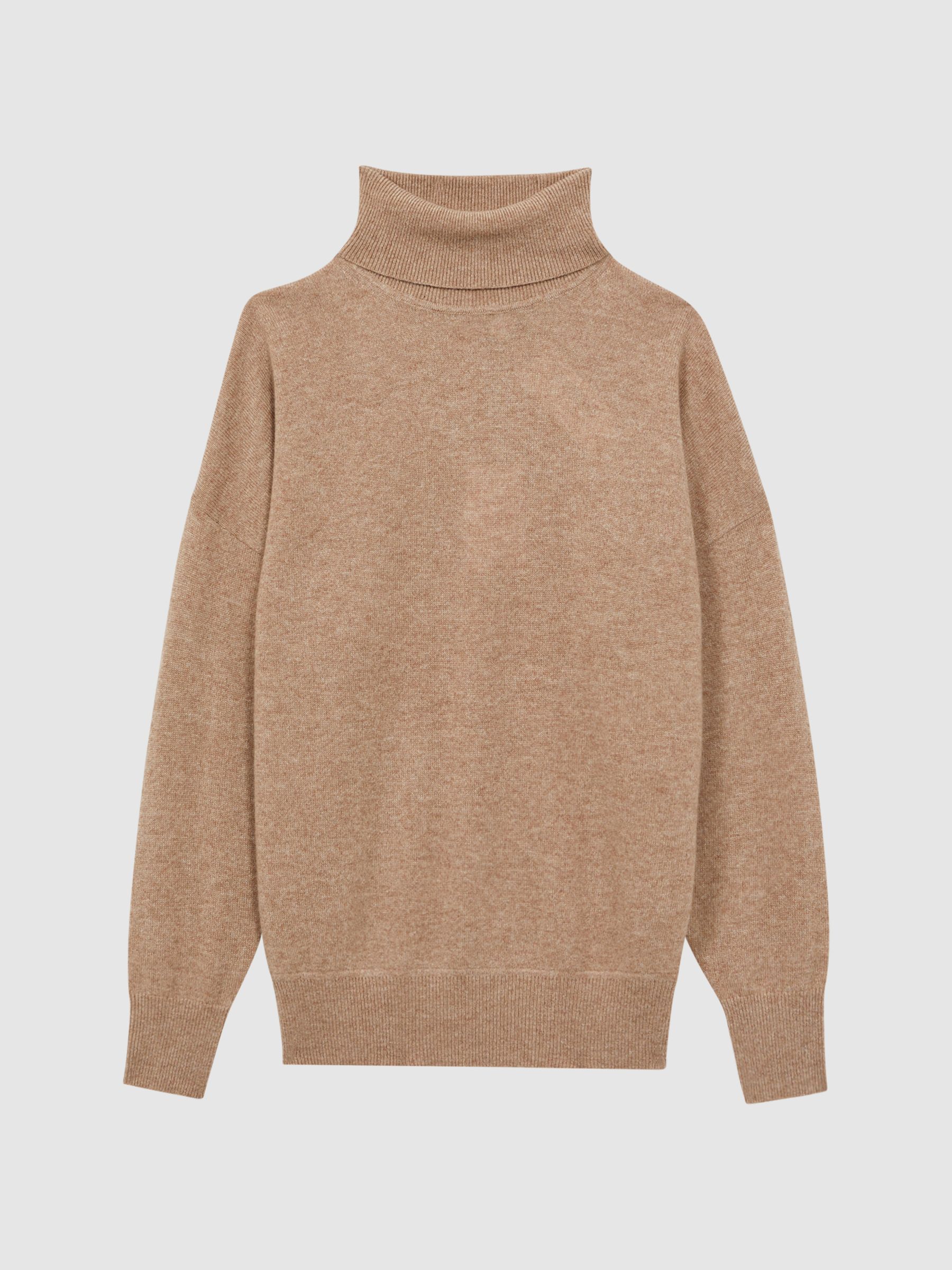 Fitted Cashmere Roll Neck Top in Camel - Image 2 of 5