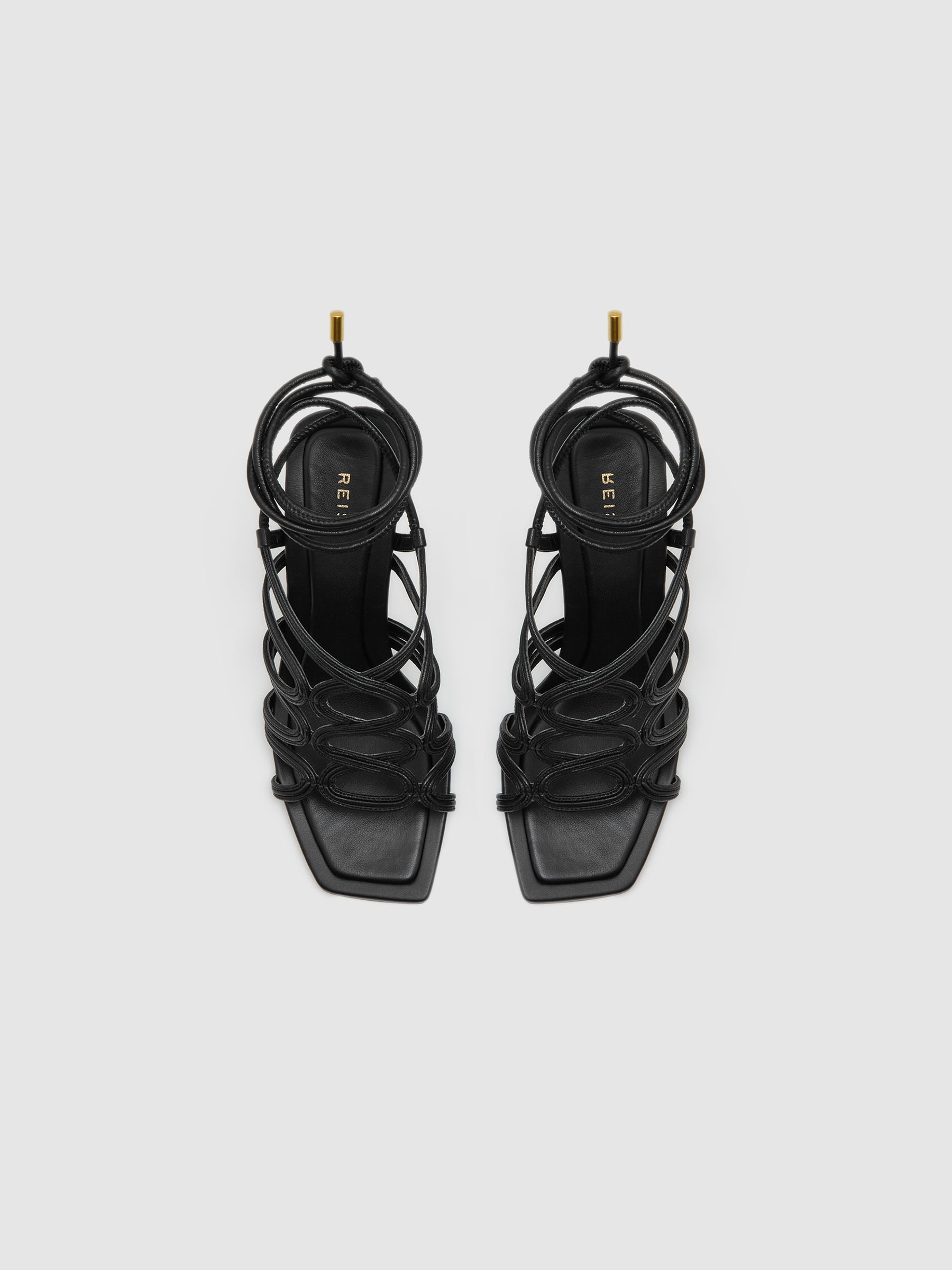 Strappy Open Toe Heeled Sandals in Black - Image 3 of 5