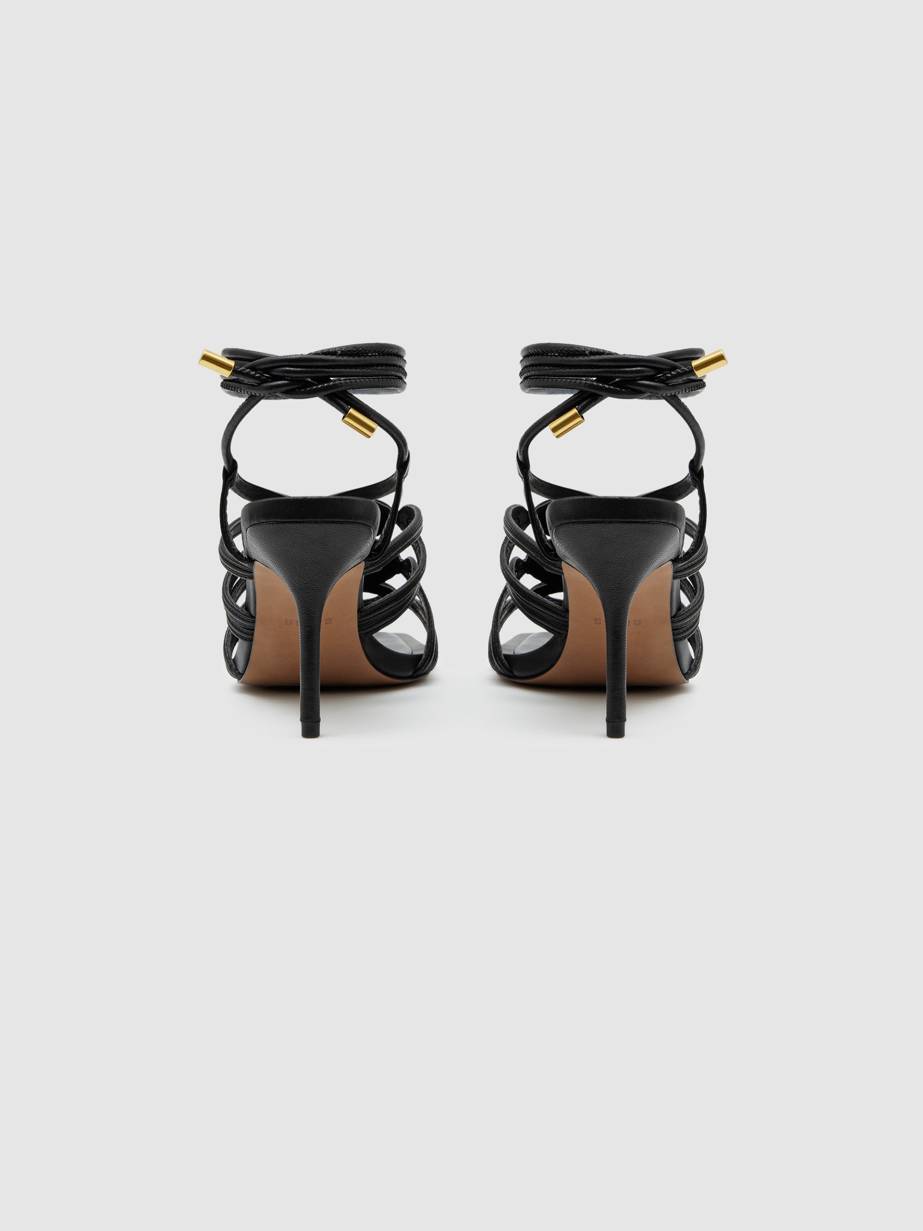 Strappy Open Toe Heeled Sandals in Black - Image 4 of 5