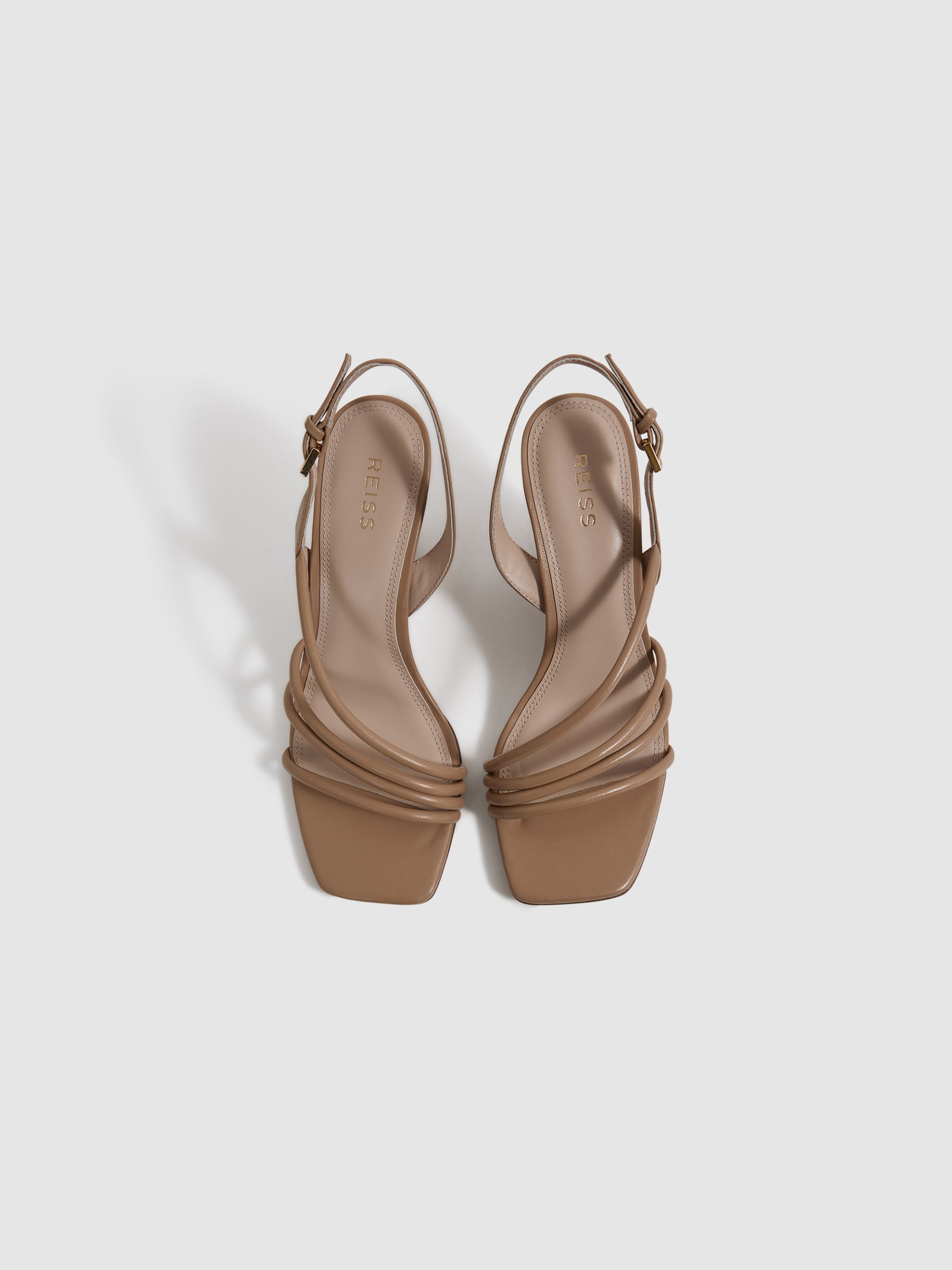 Leather Strappy Wedge Heels in Nude - Image 3 of 5