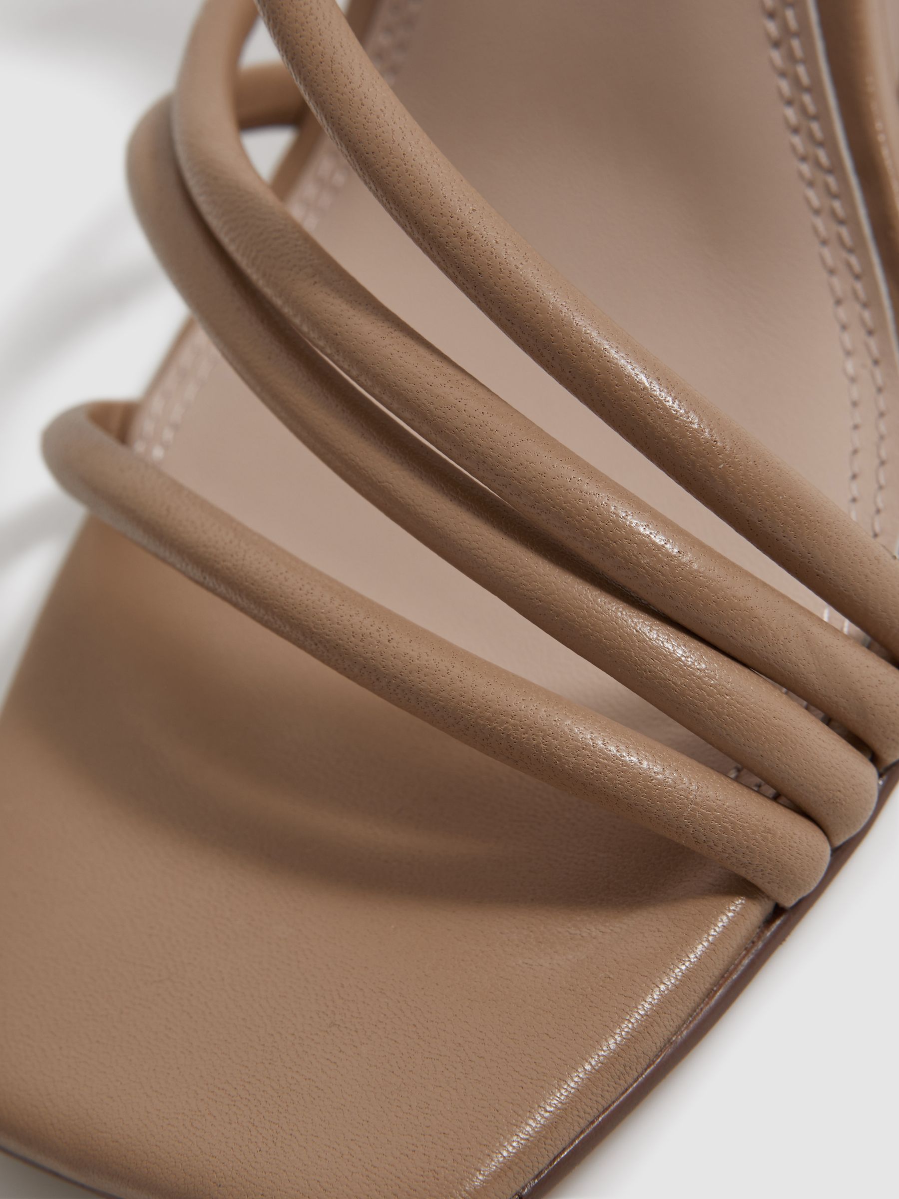 Leather Strappy Wedge Heels in Nude - Image 5 of 5